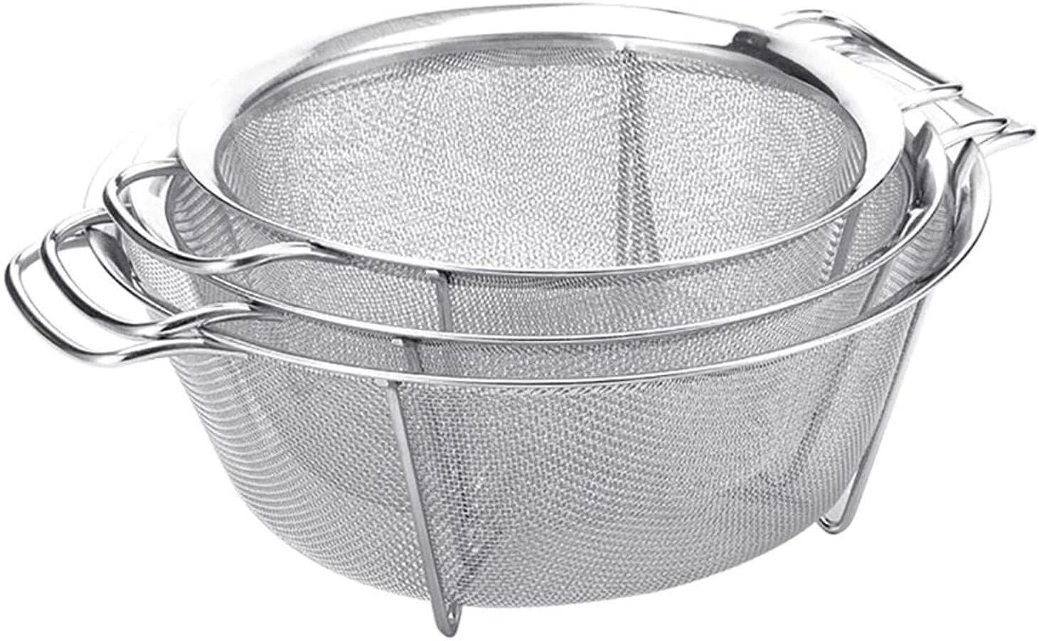 Schaumlöffel Küchensieb Edelstahl feinem Netzwaschankorb Obst Gemüsesieb Colander Küchenküche Aufbewahrungsbecken Zum Kochen Frittieren(20CM)