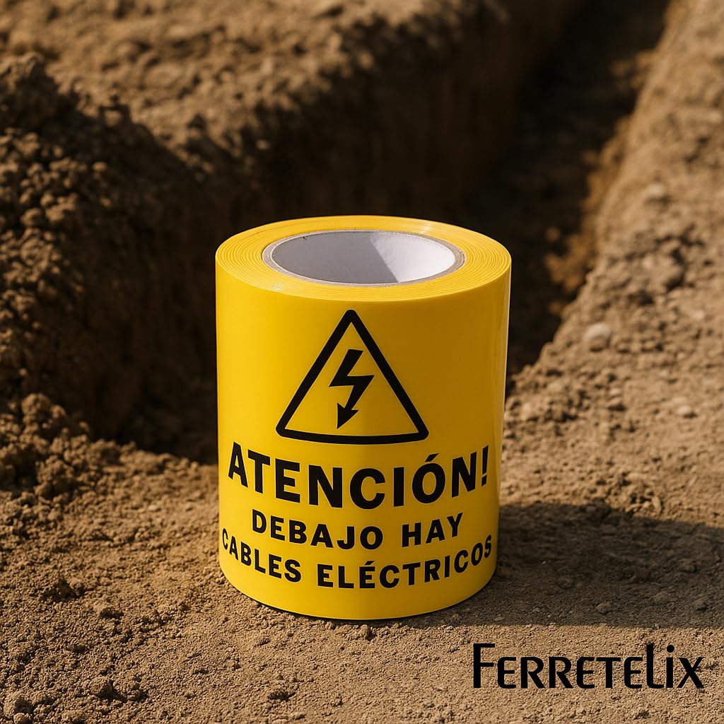 Ferretelix® Rollo cinta señalizacion electrica 15 cms x 200 mts
