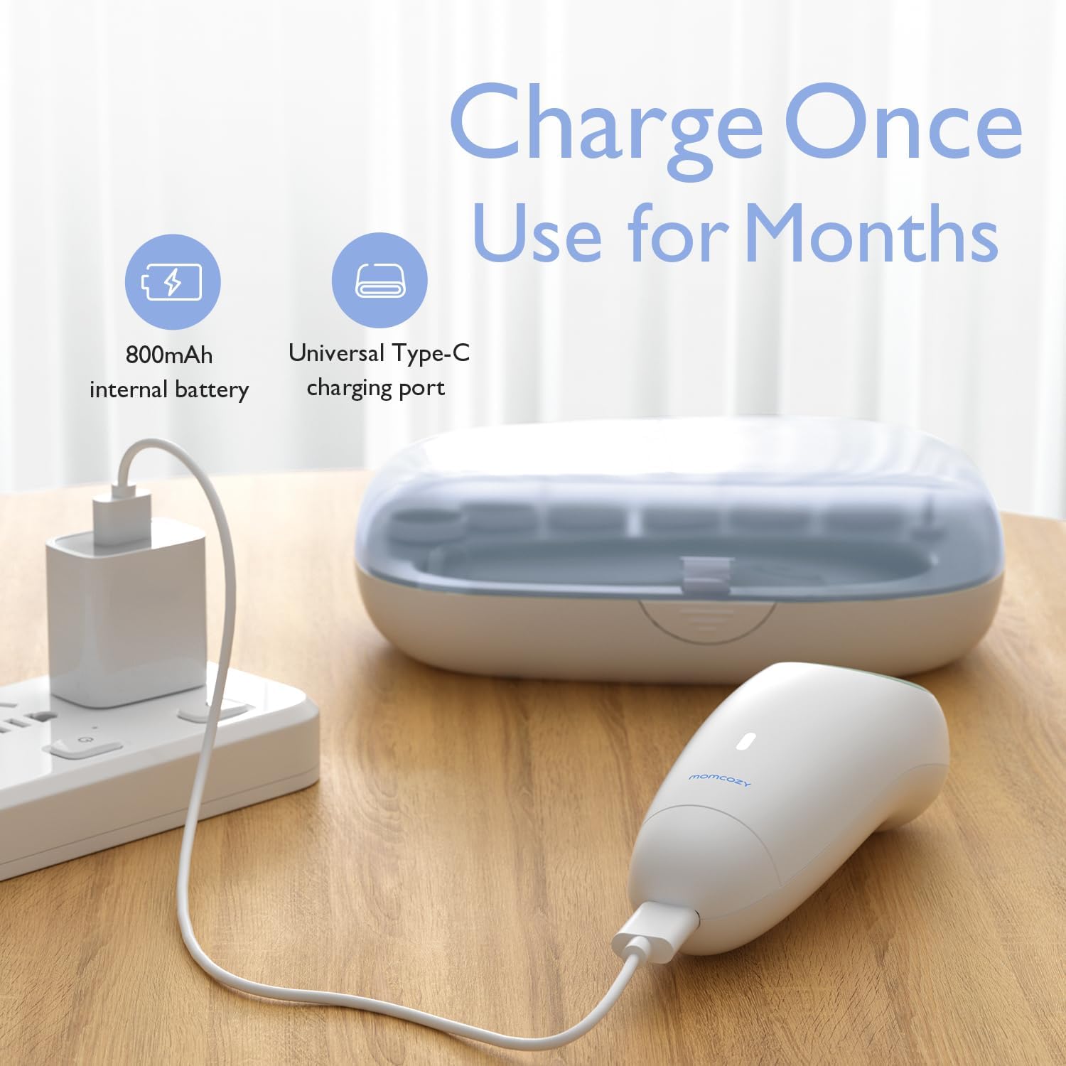 Momcozy Elettrica Lima per Unghie per Bambini, Tagliaunghie Elettrico Ricaricabile per Dita dei Neonati, Luce Delicata a LED a 360°, Sicura Tagliaunghie Cura per Bambini, 7 Strumenti di Ricambio