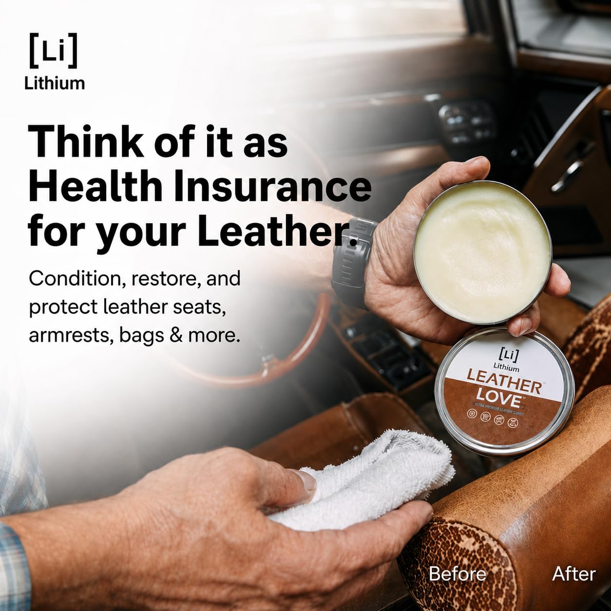 Leather Love – El mejor acondicionador de piel en el planeta, trae piel vieja de vuelta a la vida, todos los ingredientes naturales mezclados con ciencia seria, restaura, rehidrata, protege (8 oz)