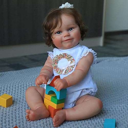 Miniatura 5 de SCOM Maddie - Muñecas de bebé realistas de 20 pulgadas, muñecas de bebé realistas recién nacidas, ojos azules, regalos de cuerpo suave con peso para
