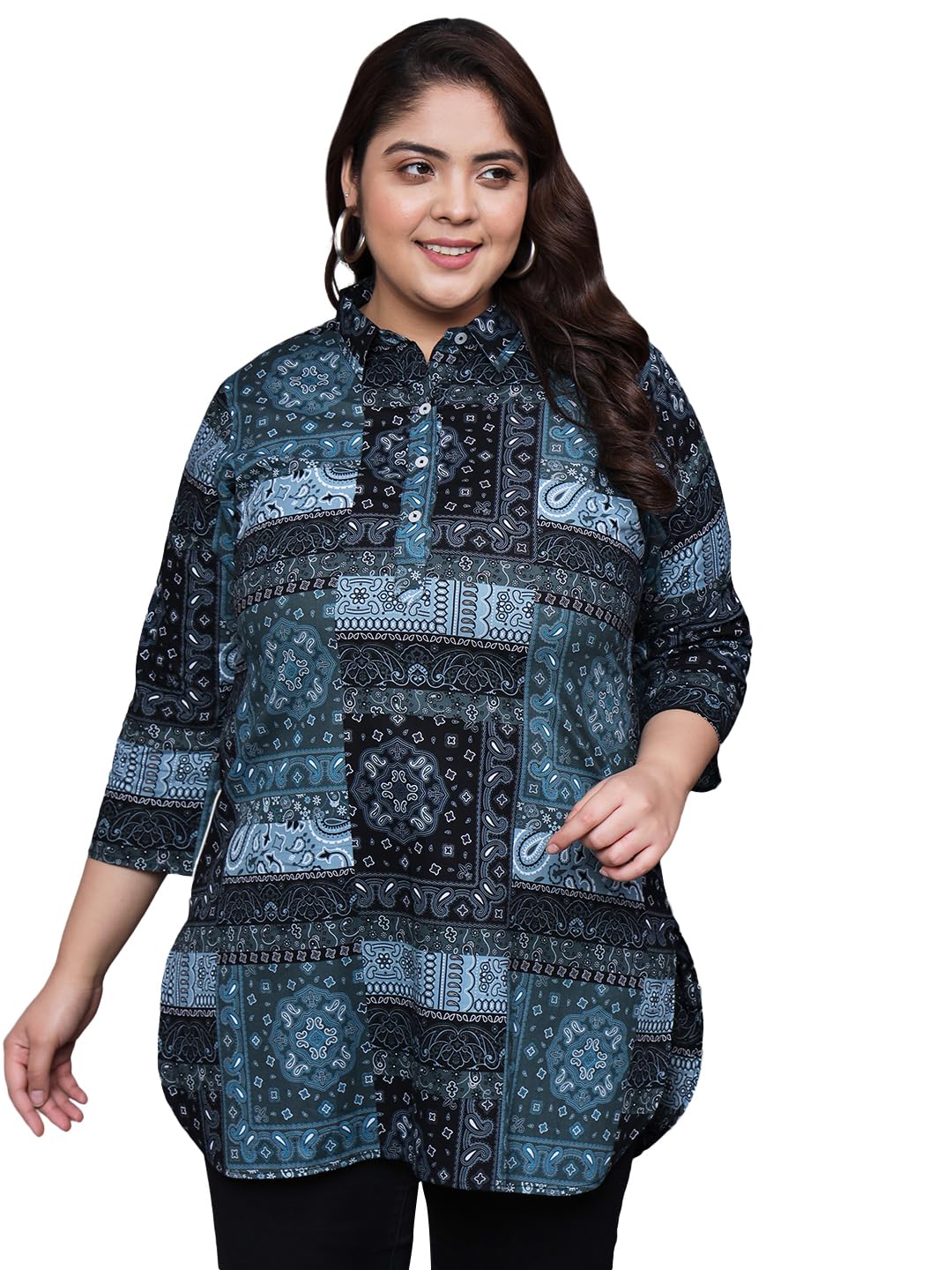 Tissu Women's Plus Size Multicolor Printed Pure Cotton Kurti (2265_Multicolor_7Xl)