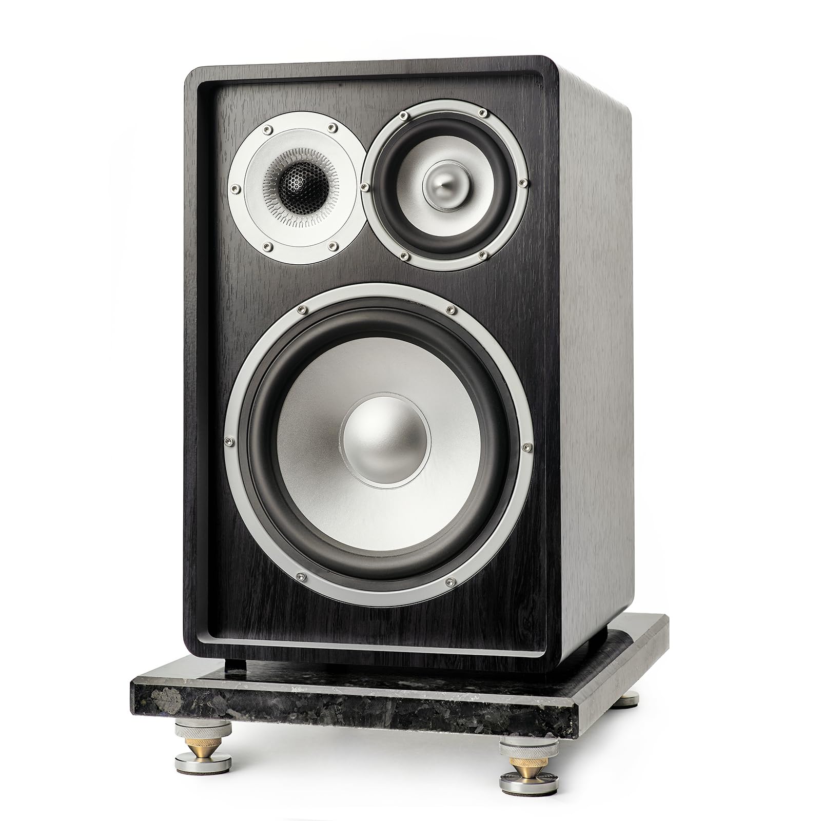QUARKZMAN 4 Pcs Pieds D'isolation pour Enceintes Noirs, 49x13mm Base en Acier Inoxydable Anti-Vibration Support pour Amplificateur Tapis Anti-Vibration pour Système Audio CD Home Theater