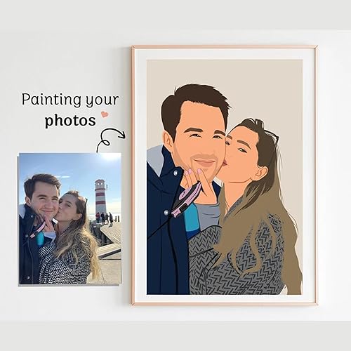 Miniatura 4 de Noni Retrato de pareja de acuarela personalizado de la foto, foto personalizada para pintar arte de pared, lienzo personalizado para pareja, regalo