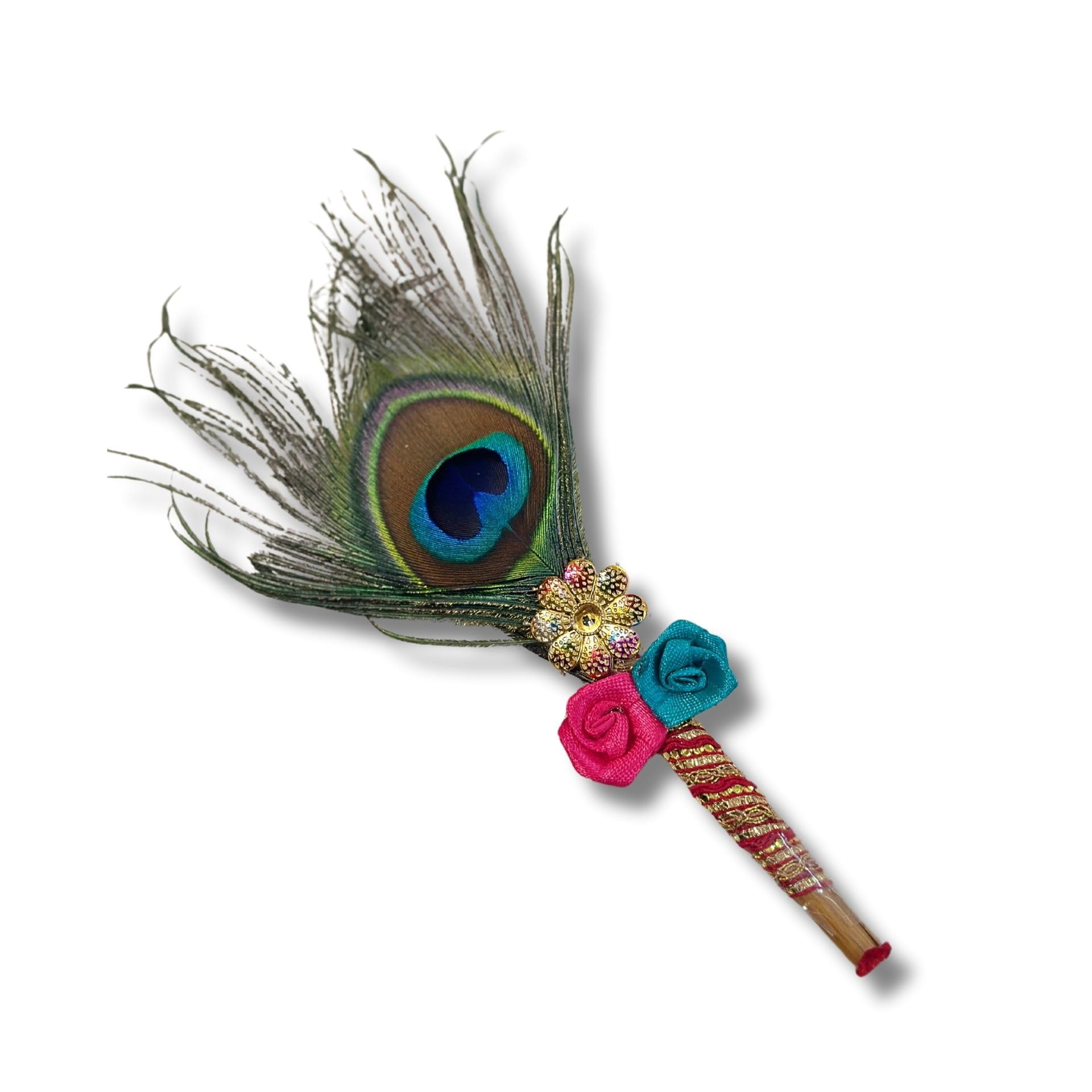 1 pc Mor Pankh Decorated Bamboo Tilak Stick for Tilak Function,Engagement,Grah Pravesh,Haldi Kumkum,Baraat Swagat,Wedding (Pooja Decor, Wooden) Kankotri Lekhan Stick-image-26