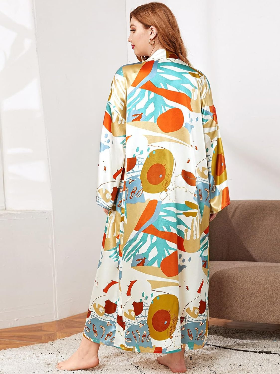 Long Satin Robe for Women Plus Size Silk Robes Soft Silky Kimonos Bathrobes Dressing Gowns - Image 8