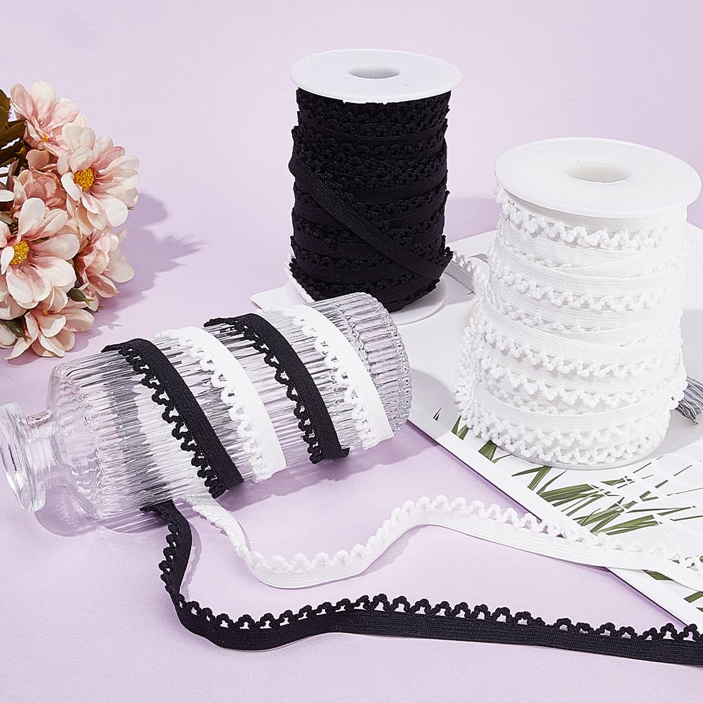 Picot Elasticizzato A Volant Largo 10 Mm – 5 Metri Di Pizzo Elastico Per Biancheria Intima E Abbigliamento Fai-da-Te