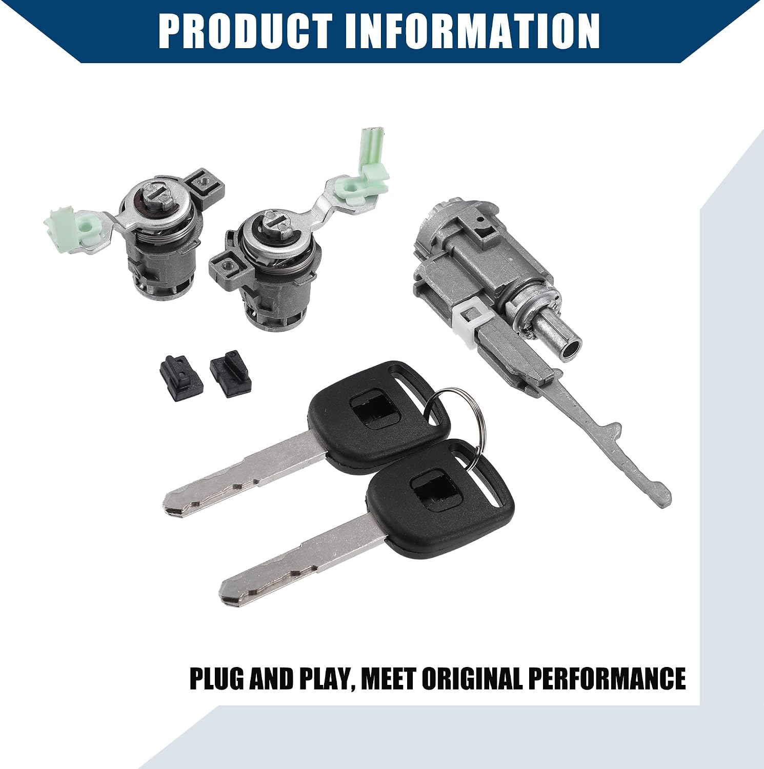 No.06351TE0A11/72145S73003 / Outer/Ignition Switch Cylinder Lock Front Door Lock Cylinder with Keys for Honda Civic 2003-2005 for Honda CR-V 05-06 / Metal / 1 Set/Silver Tone