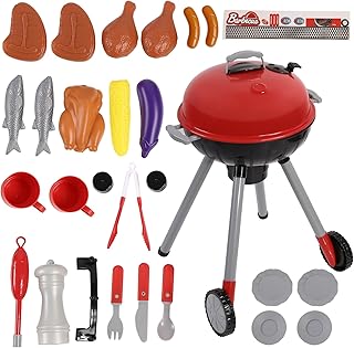 Wrtysully Juegos de Juguetes para NiñOs BBQ Barbecue Grill Accesorios de Juguete Juego para NiñOs Rol Chef SimulacióN Trajes de Barbacoa Cocina Realizar Regalo