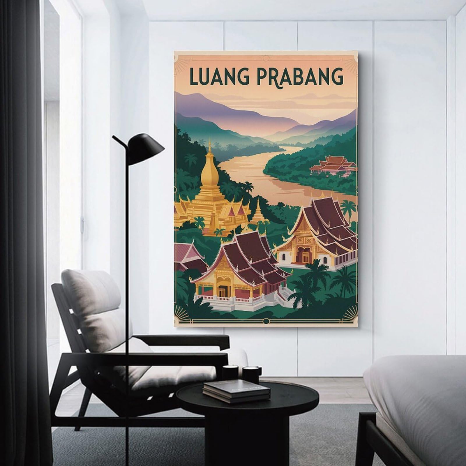 Junmoney Luang Prabang Travel (2) Room Decor Wall Art 24x36inch(60x90cm), for Bedroom, Guest Room Or Reading Nook, An Easy Wall Refresh for Bedrooms