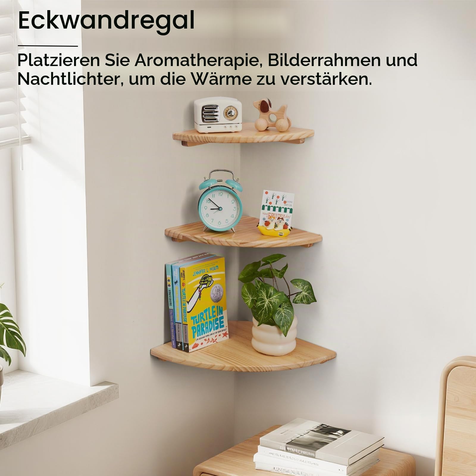 Eckregale, 3er Set Massivem Holz Eckregel Hängen mit Drahtloch