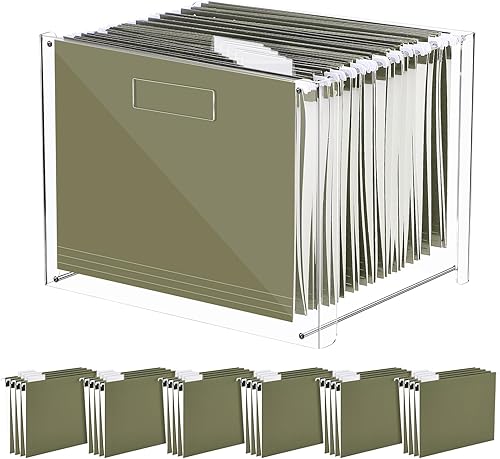 Miniatura 8 de Carpeta de archivos colgantes con organizador acrílico para tamaño carta/A4, caja de almacenamiento de archivos transparente con asas para uso