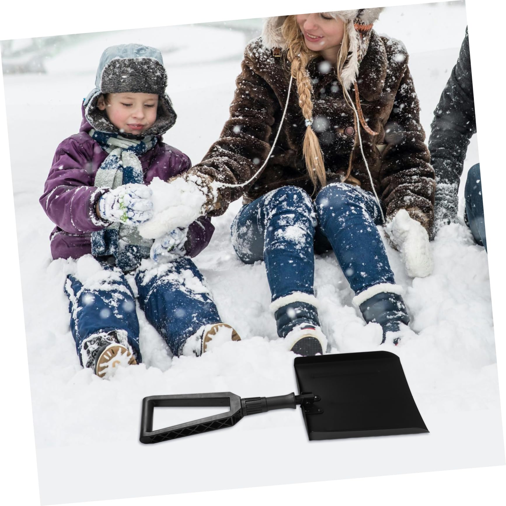 Pelle à Neige Pliable pour Voiture Déneigement Rapide Grattoir Léger et Compact pour Chasse-Neige Urgence Balai Inclus