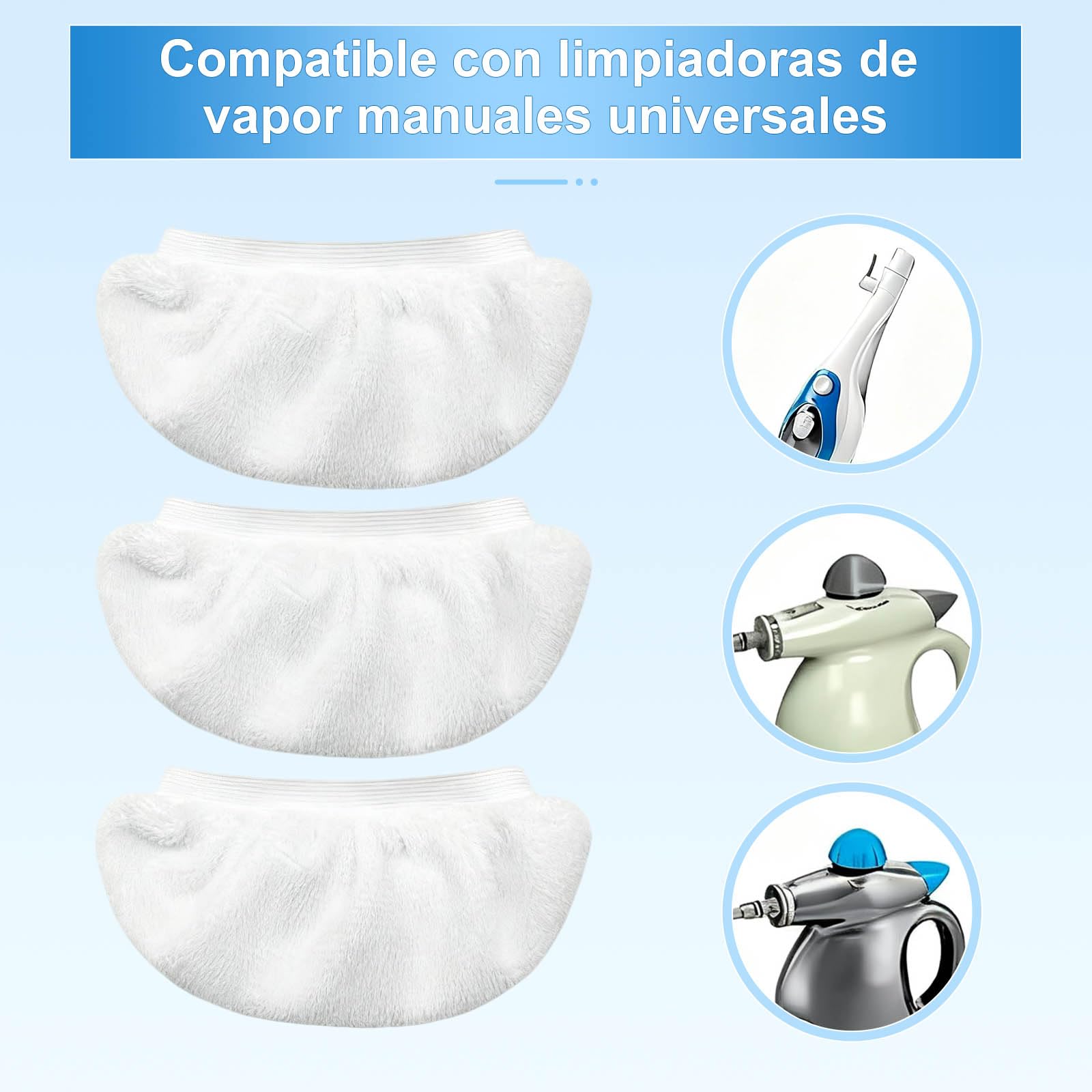 Accesorios para Limpiador a Vapor, Almohadillas Universales, Boquillas Lavables, Paños de Microfibra