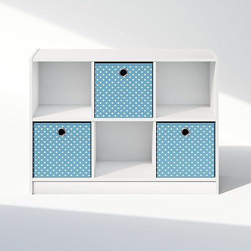 Miniatura 6 de Furinno Estante organizador de almacenamiento de ropa y armario multiusos cúbico con cajones de contenedor, 6 cubos, blanco/azul claro blanco/azul