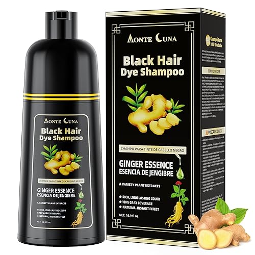 IIIMEIDU Champú de tinte negro 3 en 1, tinte natural para el cabello, color de cabello semipermanente, cobertura de cabello gris, champú de esencia