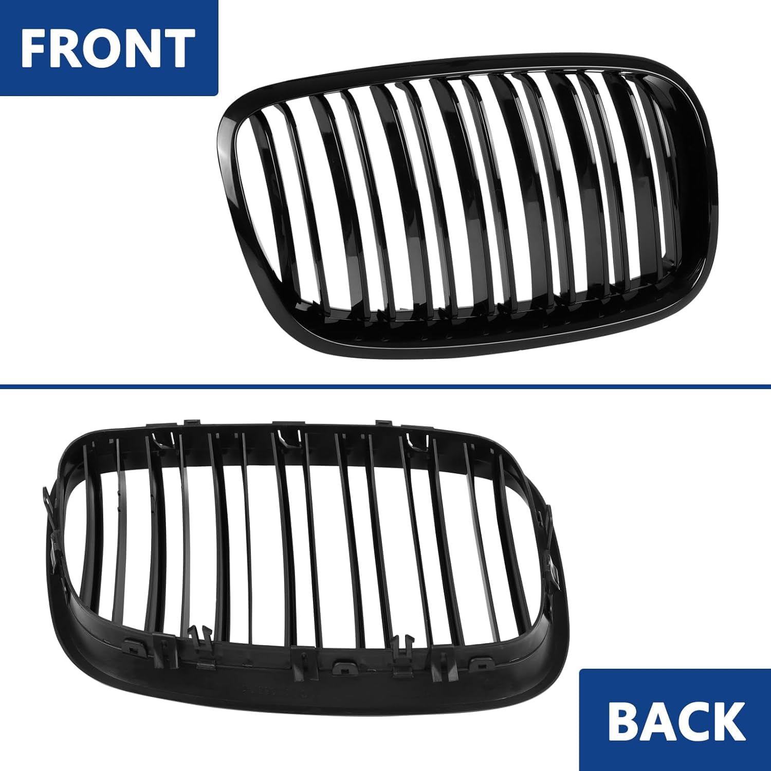 E70 Grille de Calandre pour BMW X5 X6 E70 E71, Calandre Sport Double Pont Barre, Brillant Noir Tendance E71 Calandre Avant 2007-2013 (pour X5 X6 2007-2013)