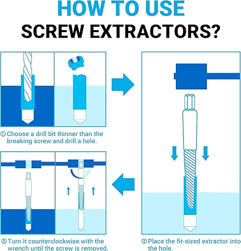Miniatura 4 de Juego de 26 extractores de pernos de varios tamaños, extractor de tornillos en espiral, juego de extractor de pernos, con broca derecha, removedor