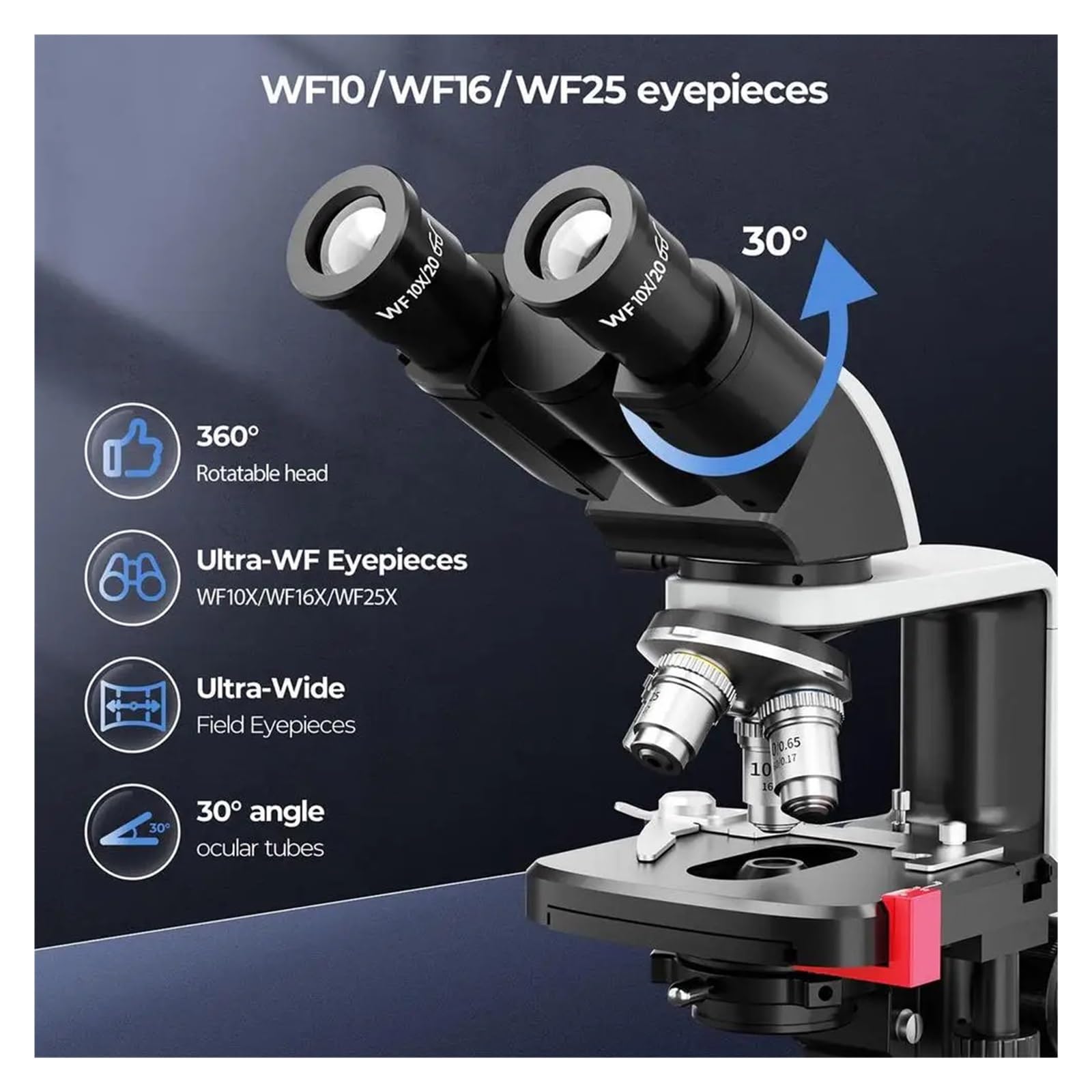 Mikroskop Laboratoryjny Binokularowy O Powiększeniu 40X-2500X, Dwuwarstwowy Stolik Mechaniczny, Pole Widzenia 20 Mm, Podwójne Zasilanie