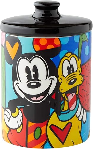 Enesco Disney by Britto - Tarro de caramelos de Mickey Mouse y Pluto, 6 pulgadas, multicolor