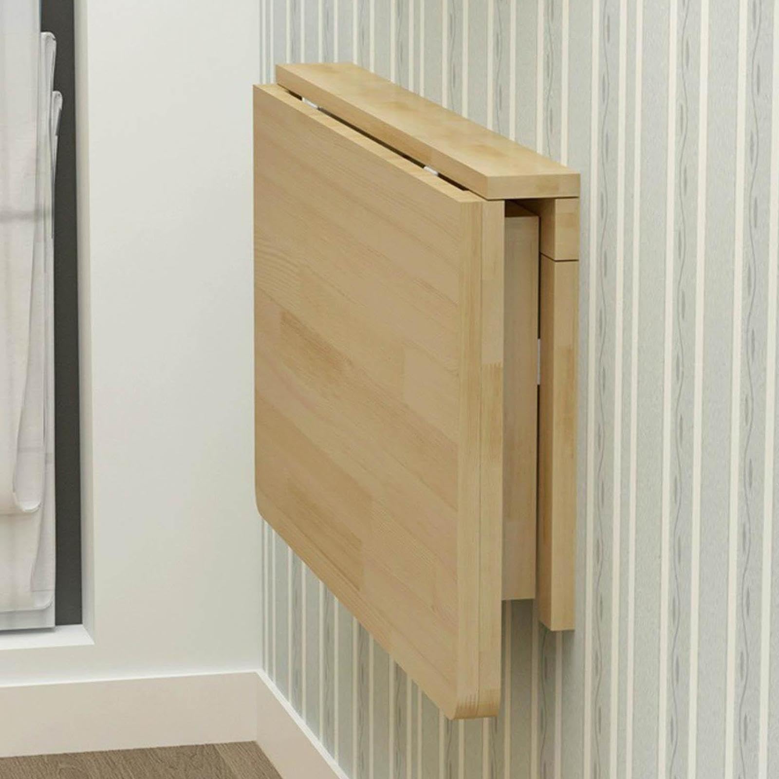 NIKSHI Solid Wood Folding Table, Wall Mounted Table, Dining Table, Wall Mounted Computer Desk, Study Desk, Wall Mounted Desk, Wall Mounted Desk, Foldable Table on the Wall,70 * 50cm/27.5in*19.6in