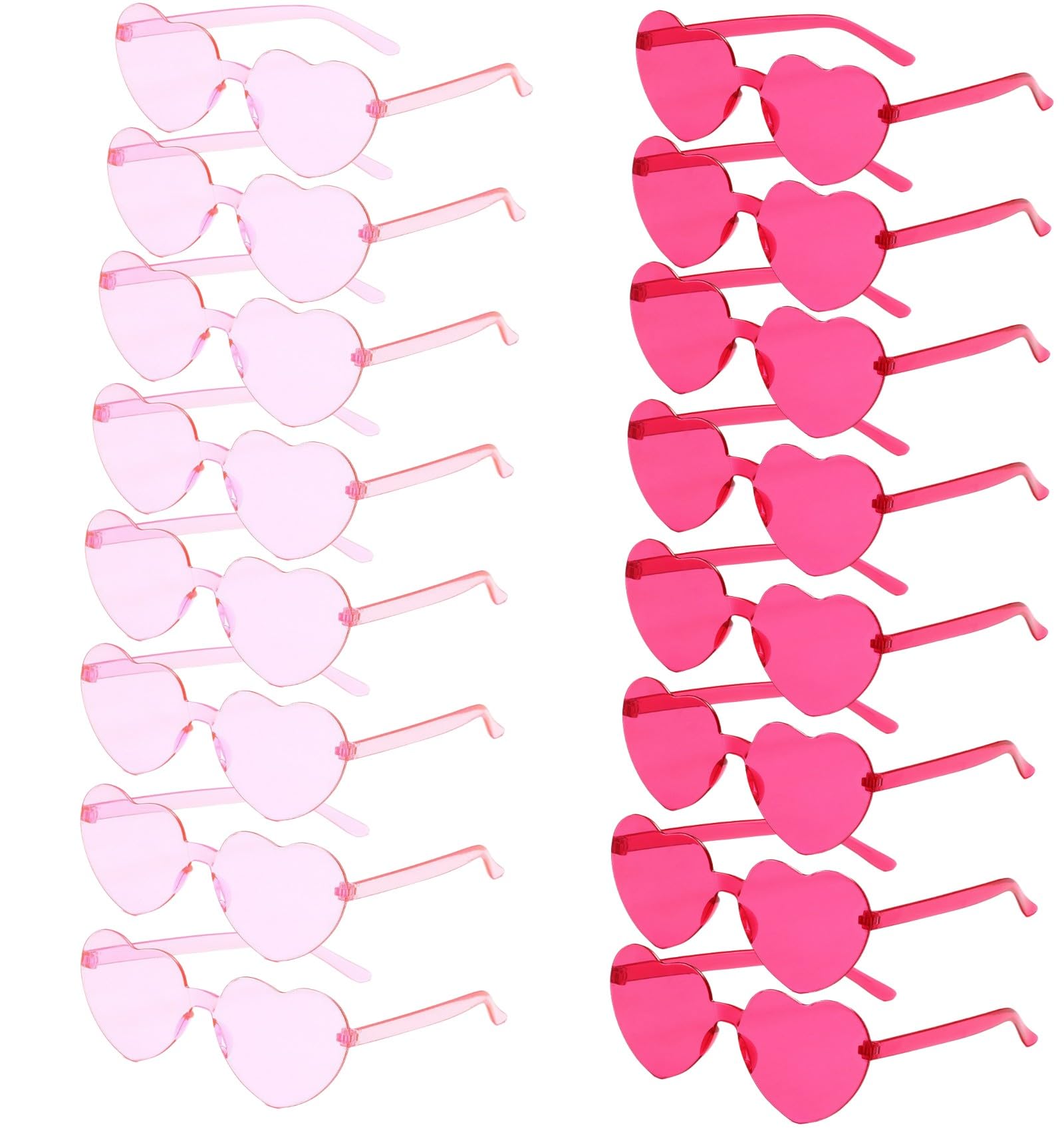 REHALY Valentines Day Gifts - 16pcs Heart Shaped Rimless Sunglasses in Colorful Pink and Blue