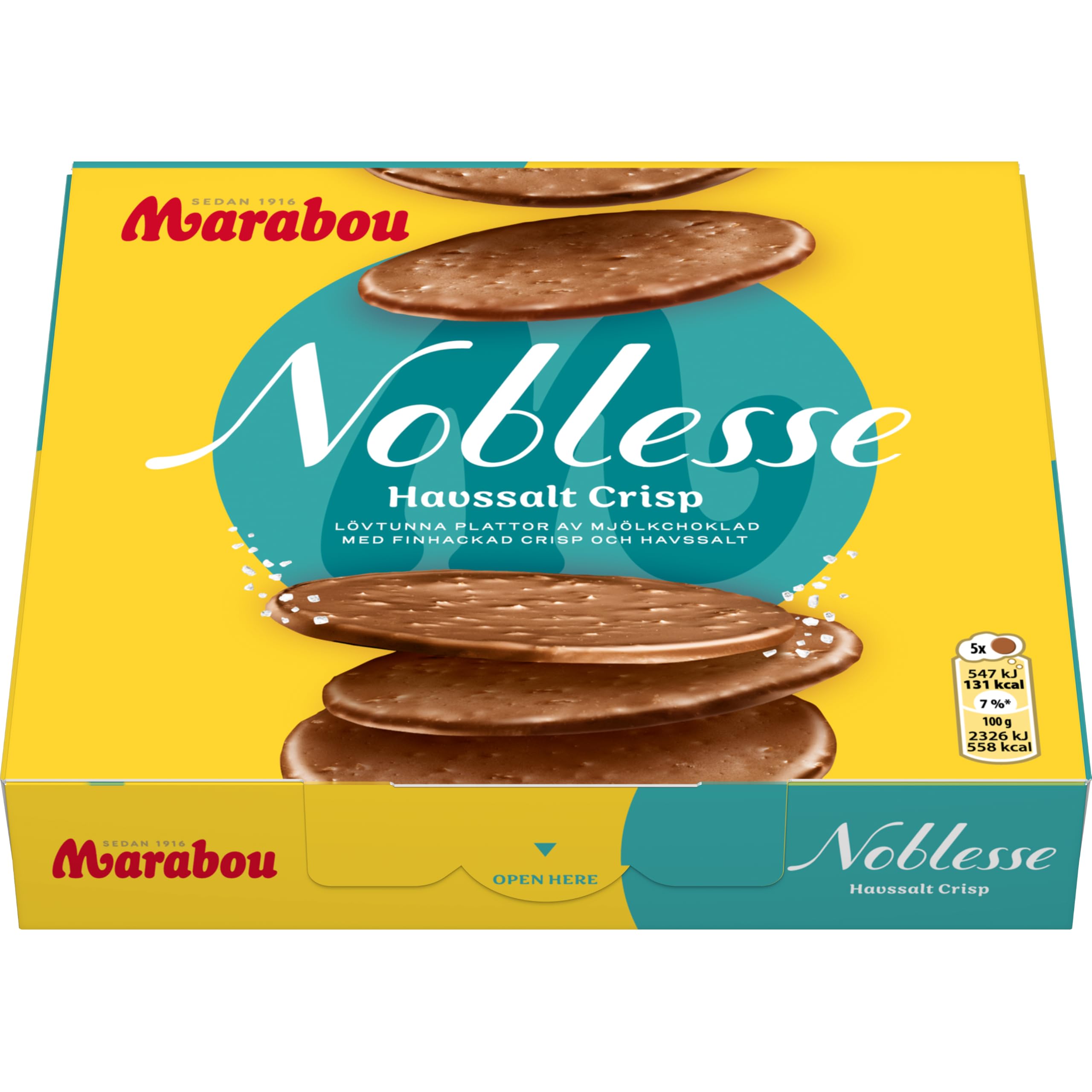 Marabou Noblesse Sea Salt – zarte Marabou Schokolade trifft auf Knuspermais – Perfekt auch zum Dekorieren von Kuchen und Torten, 12 x 150 g