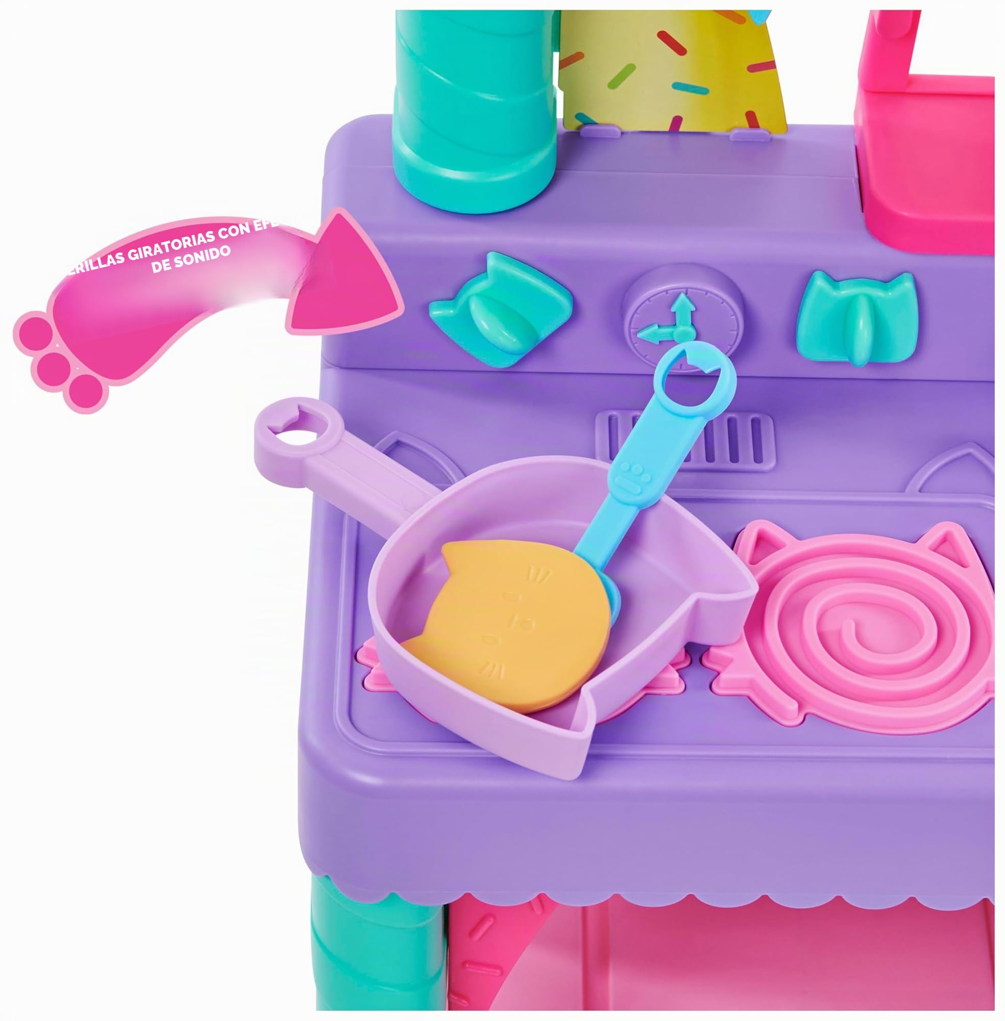 Gabby's Dollhouse, Cakey - Juego de Cocina para niños con Accesorios de Cocina, Comida de Juego, Sonidos, música y Juguetes para niños a Partir de 3 años