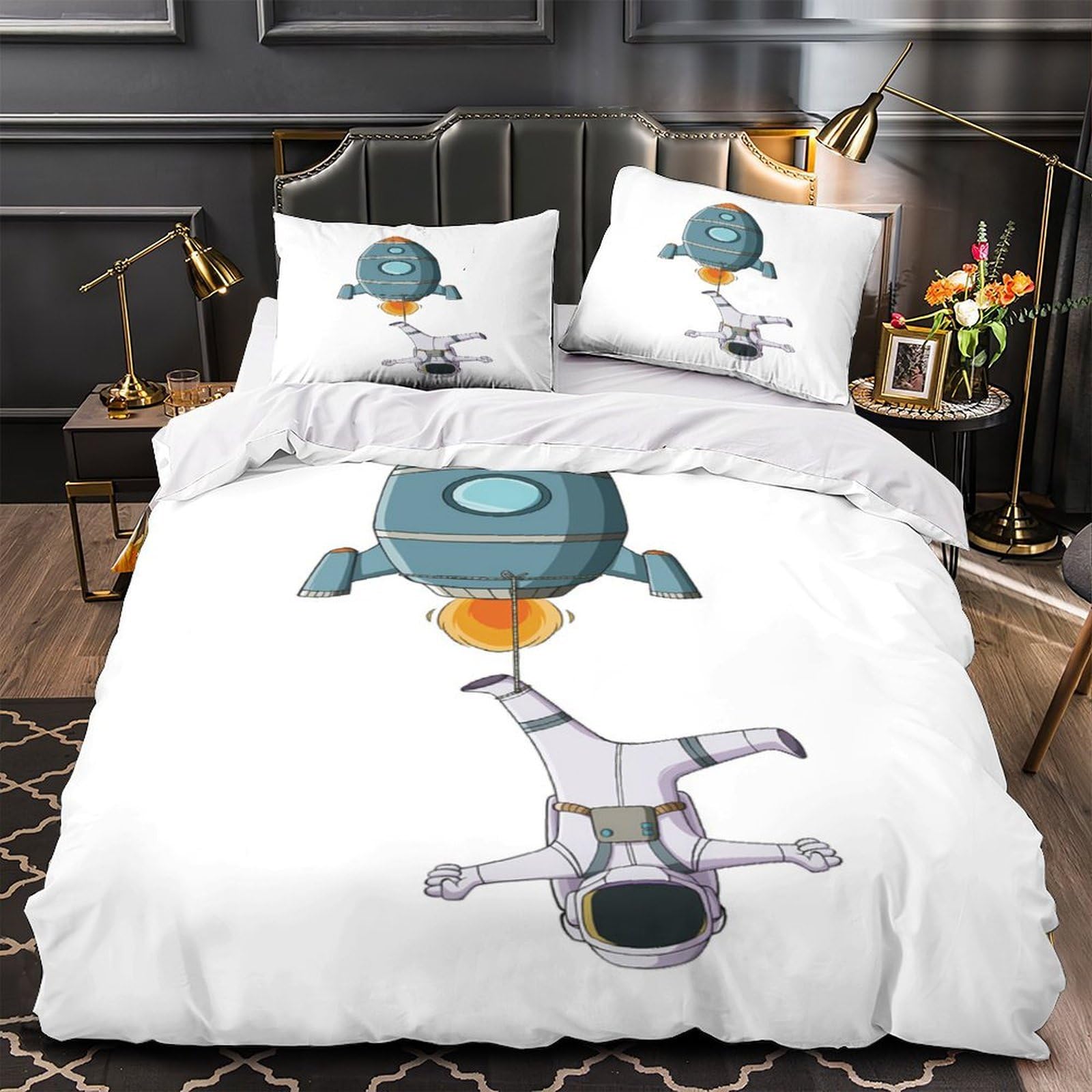 Housse de couette football style noir et blanc pour lit super king
