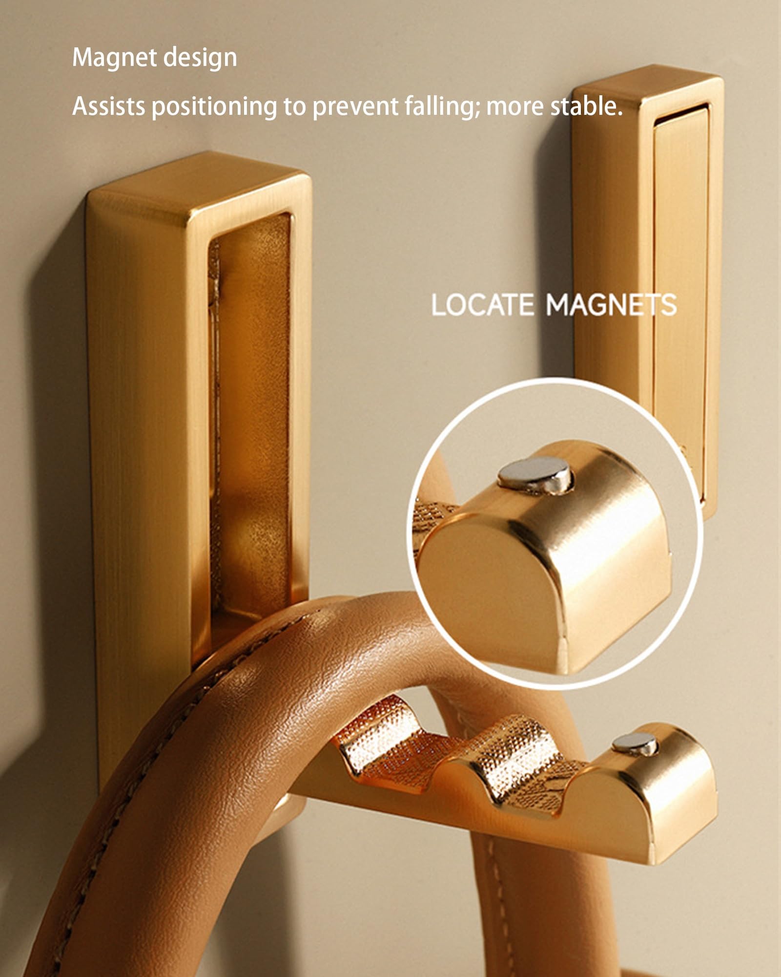 Ganchos de pared invisibles plegables, ganchos retráctiles for abrigos y toallas for baño, armario, entrada, piscina, cocina, 4 Uds.(Brass)