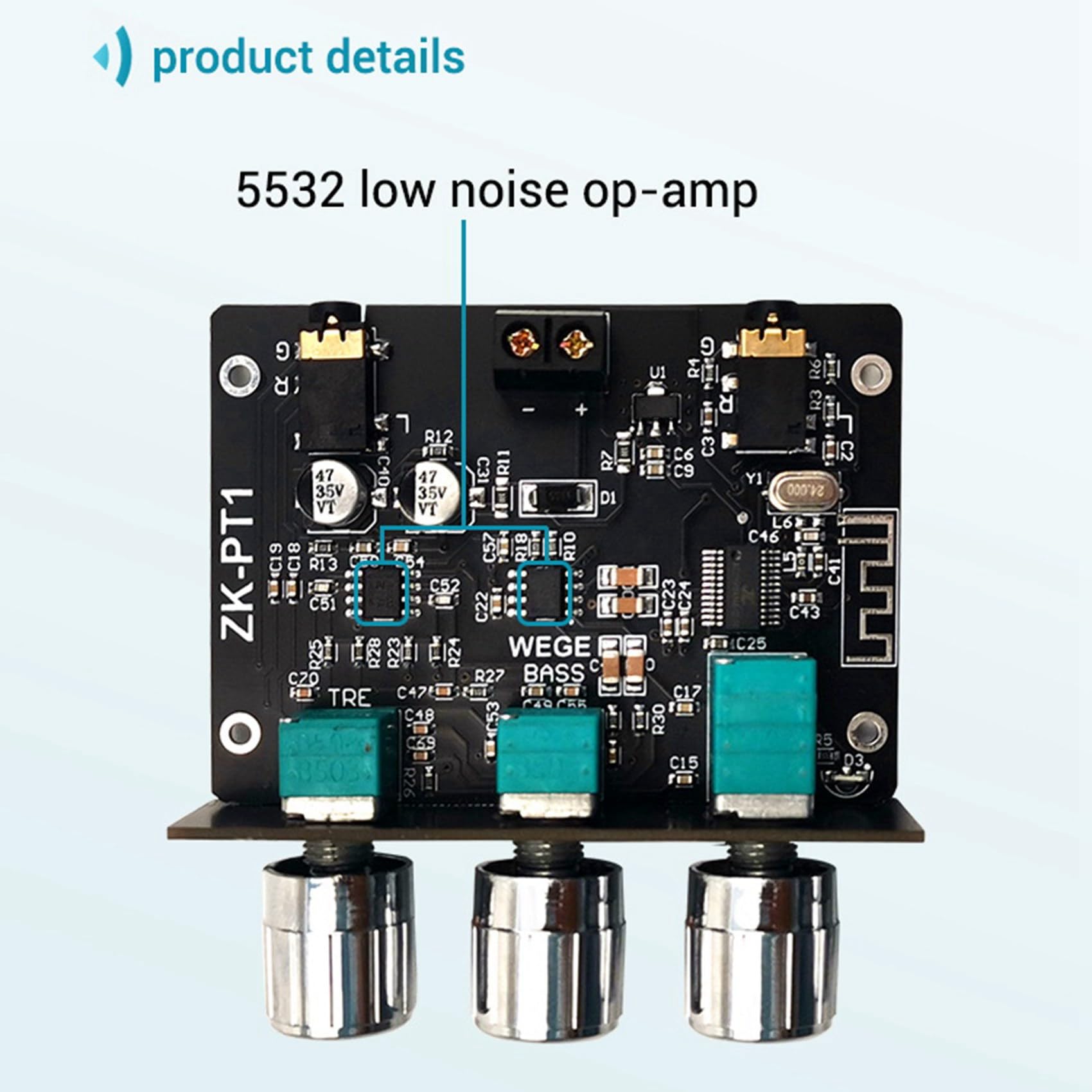 6X Carte de Décodeur Bluetooth 5.0 Carte D'Amplificateur de Pré-Module Stéréo à Faible Bruit à Double Canal -PT1