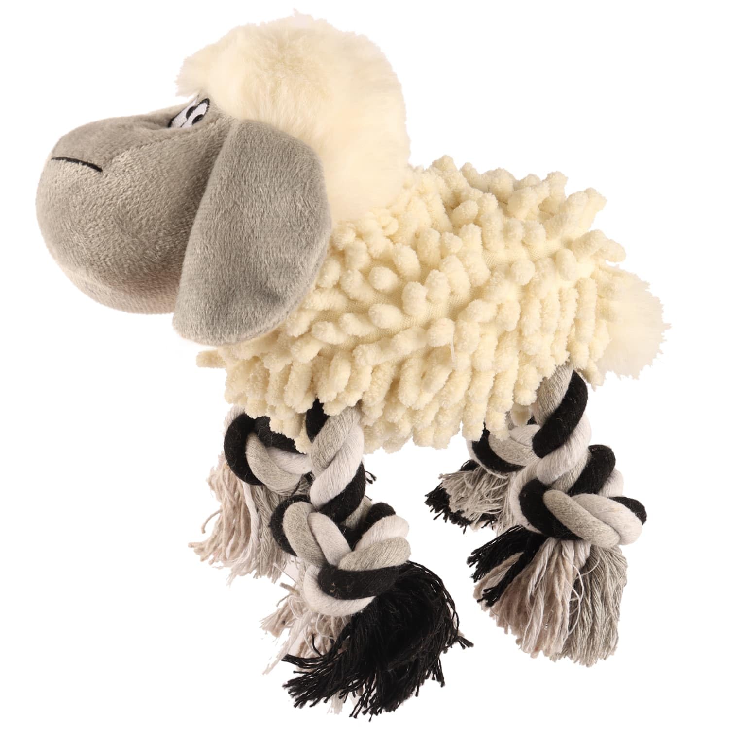 BargainsMania Farmyard Animal Rope Toy - Let Your Dog Wrestle, Tug And Pull To Their Heart's Content With This Cute And Fluffy Animal Rope Toy (Sheep)