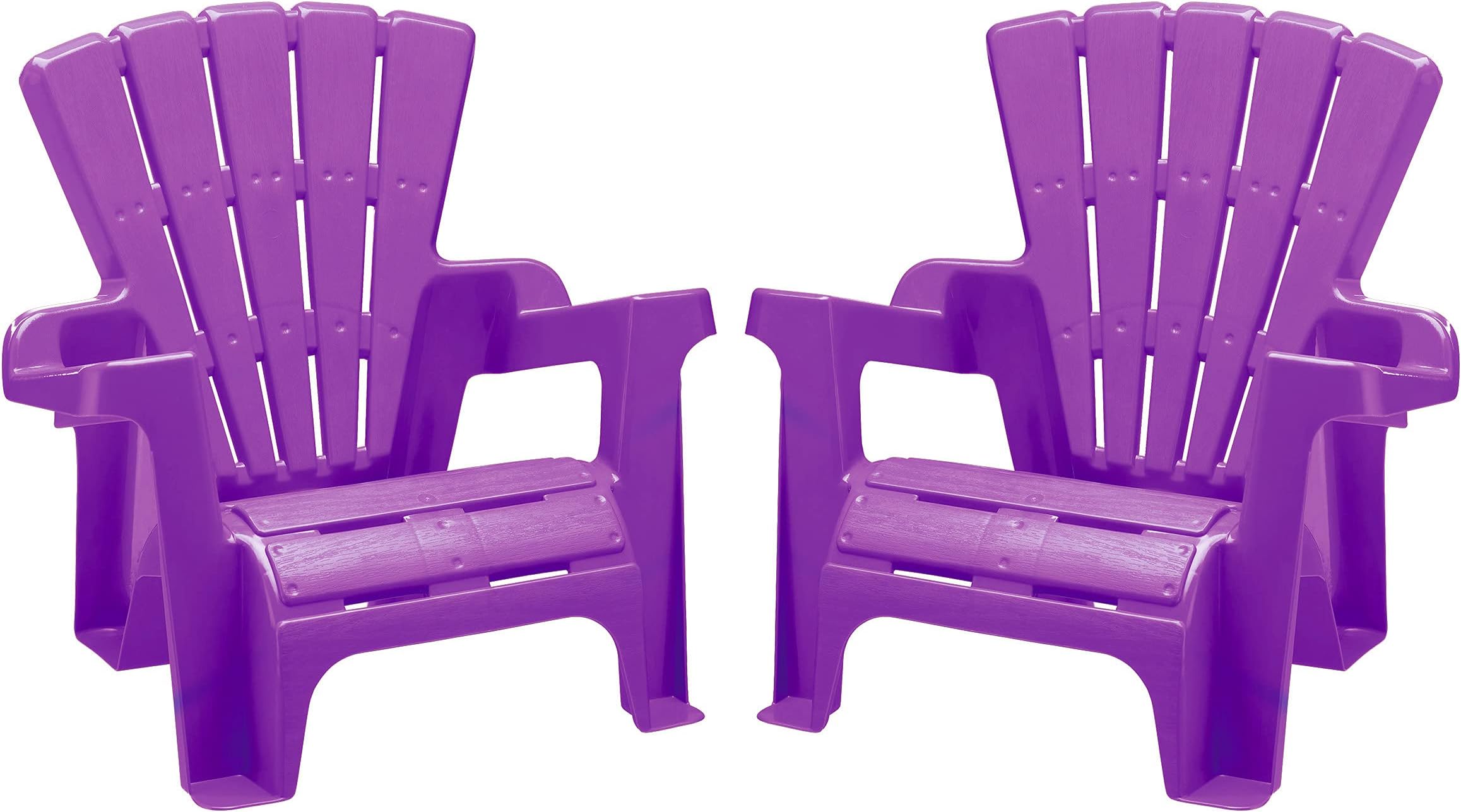 American Plastic Toys Kids’ Adirondack (2-Pack, Purple), Stackable, Outdoor, Beach, Lawn, Indoor, Lightweight, Portable, Wide Armrests, Comfortable Lounge Chairs for Children