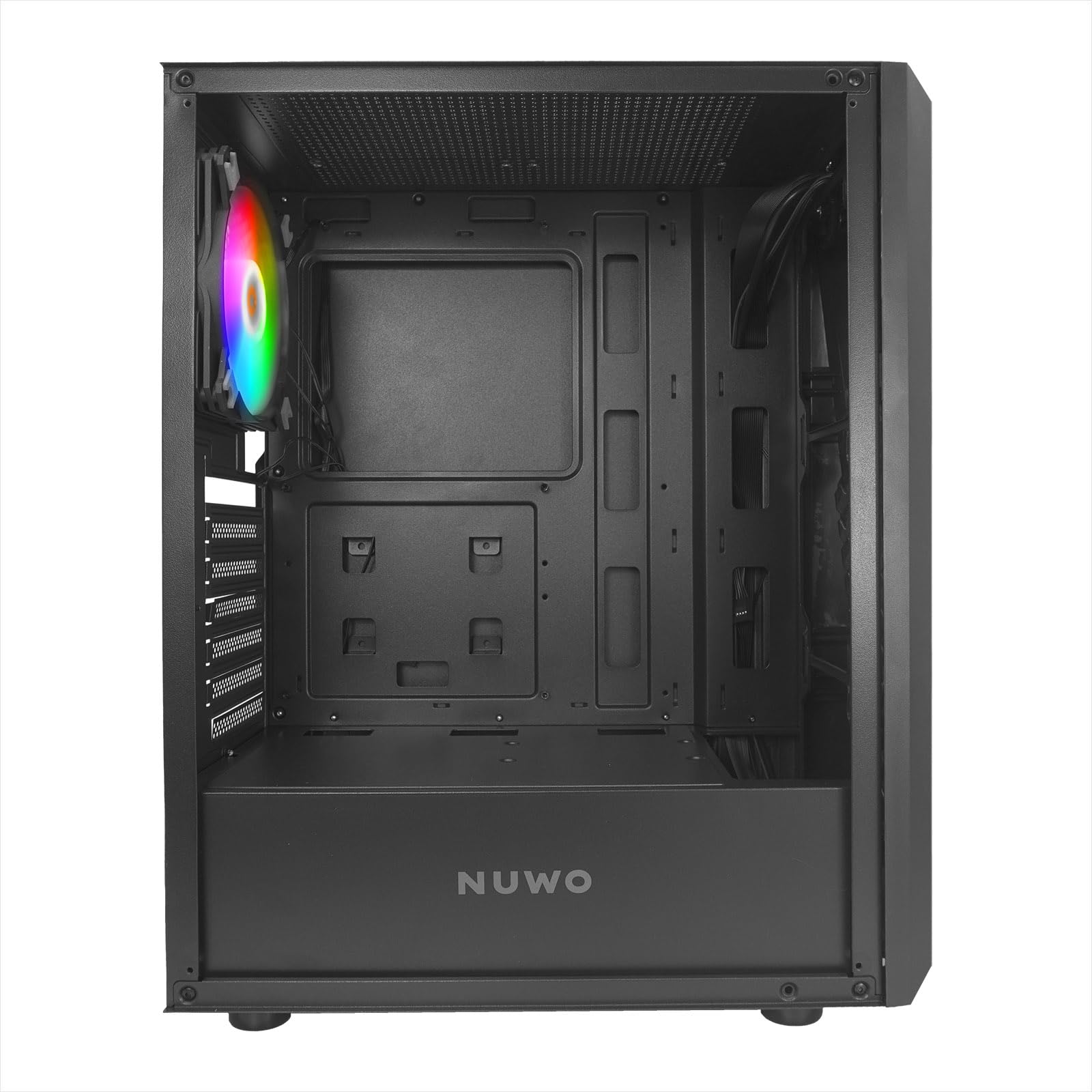 Nuwo Hoder T301 Boîtier Noir ATX pour PC de Bureau Gaming 0,50 mm SPCC Ventilateur ARGB adressable de 120 mm 3 x USB3.0/2.0 Avant ABS avec Bande LED et Panneau latéral en Verre trempé