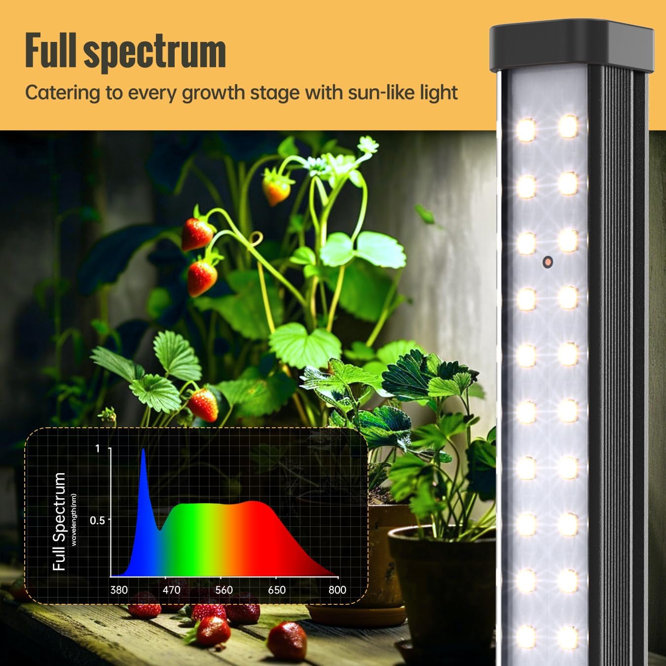 Vertical Grow Light, 72 LEDs Full Spectrum Light Bar, 5000K Wide Illumination Area Desk Light,1.4FT Stand Plant Lamp for Tall Houseplants, Tropical Plants, Foliage with On/Off Switch