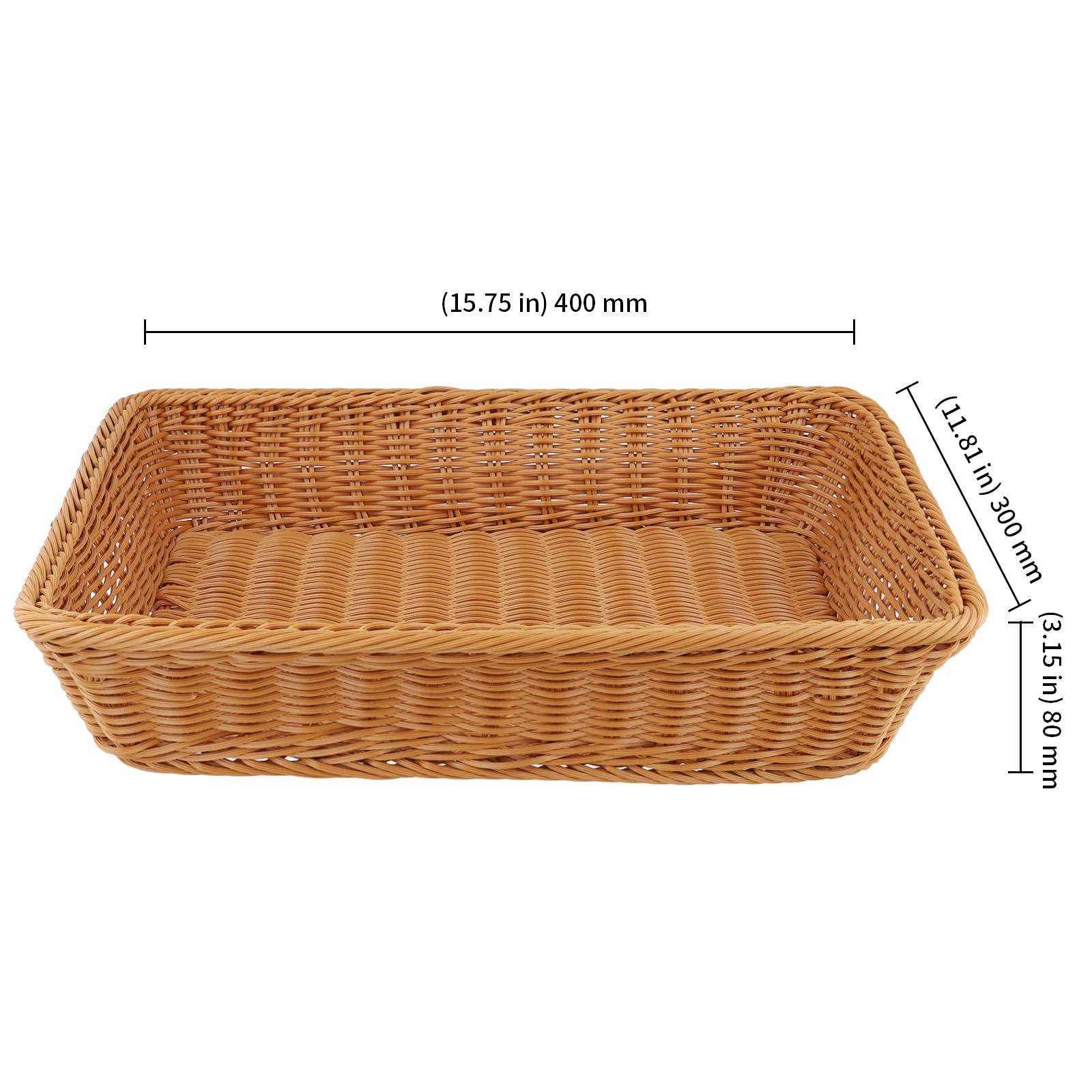 KEILEOHO 3 cestini per il pane rettangolari, 40 x 30 x 8 cm, in plastica, per la casa, il ristorante, la frutta, il pane