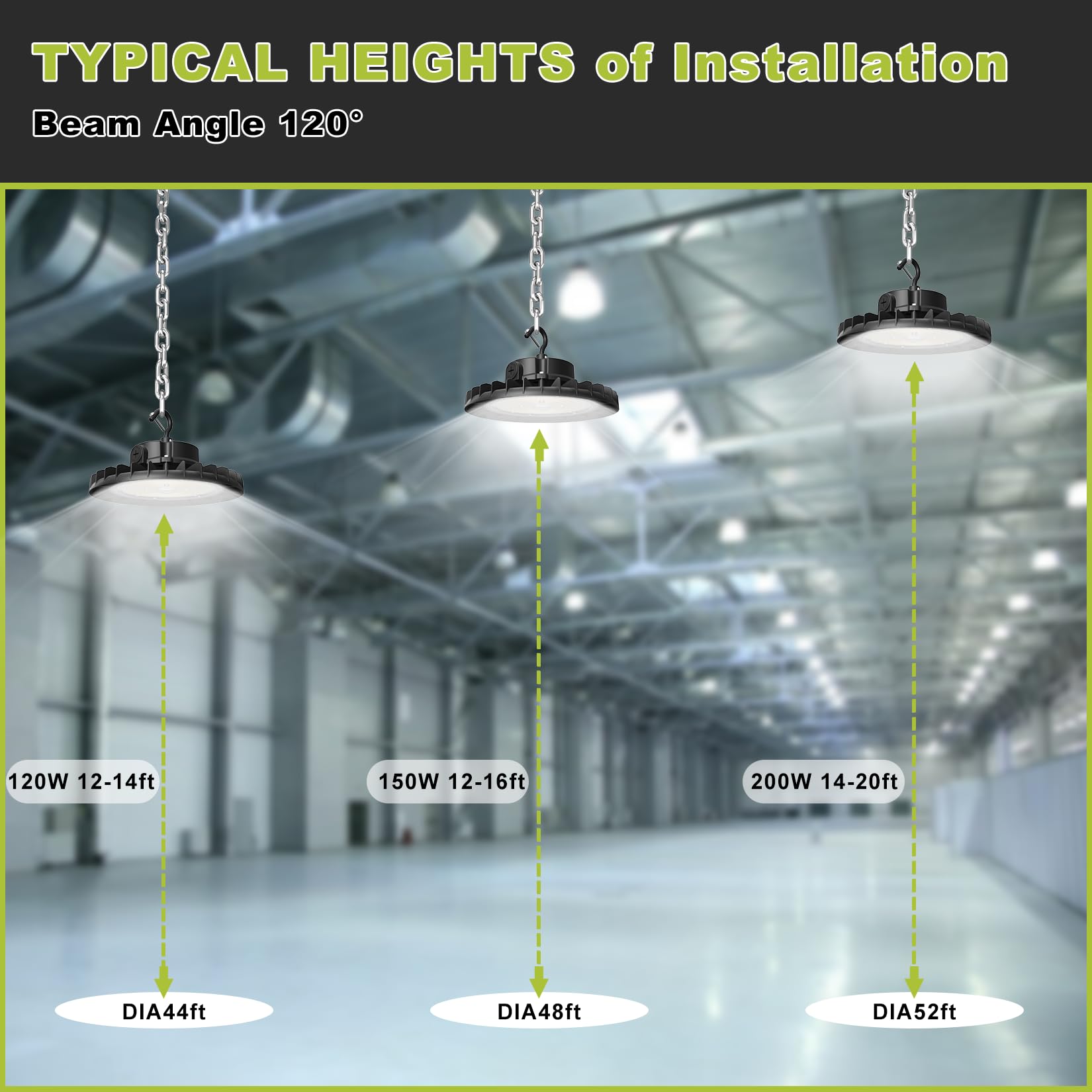 UFO LED High Bay Lights Dimmable 200W 28000LM 150W 120W Switchable 5000K Daylight Commercial Highbay Lighting ETL for — view 6