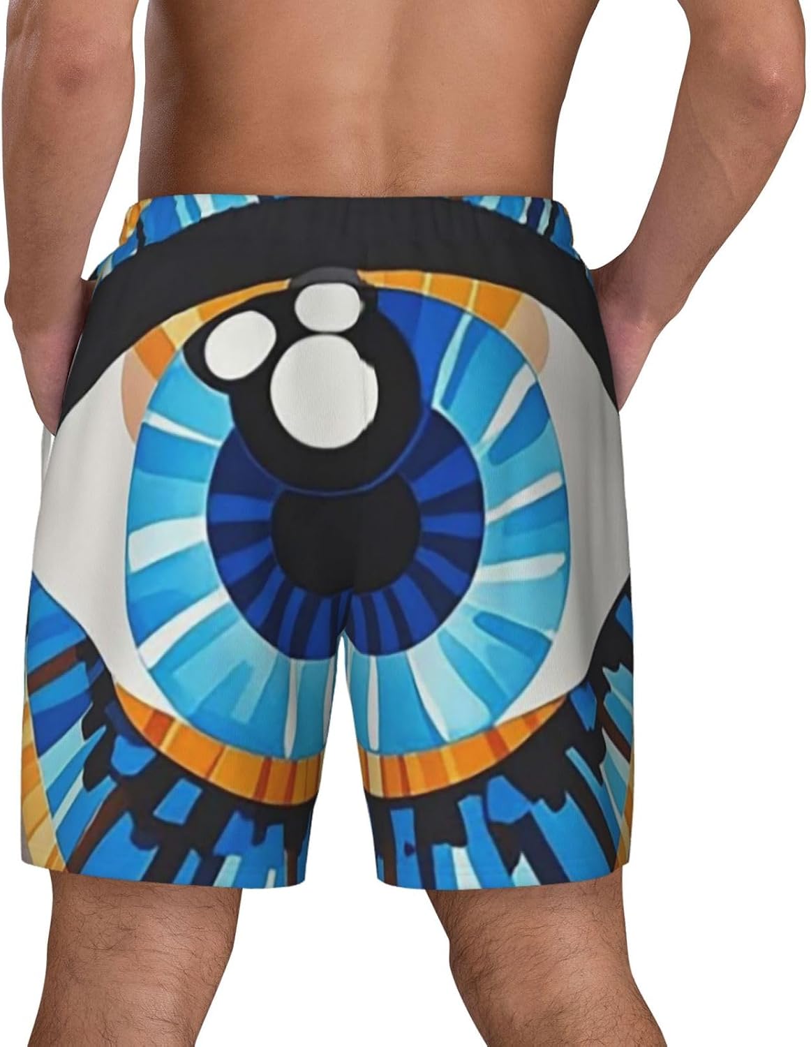 Men's Swim Trunks 2 in 1 Quick Dry Bathing Suits Evil Eye Beach Board Shorts Swimwear