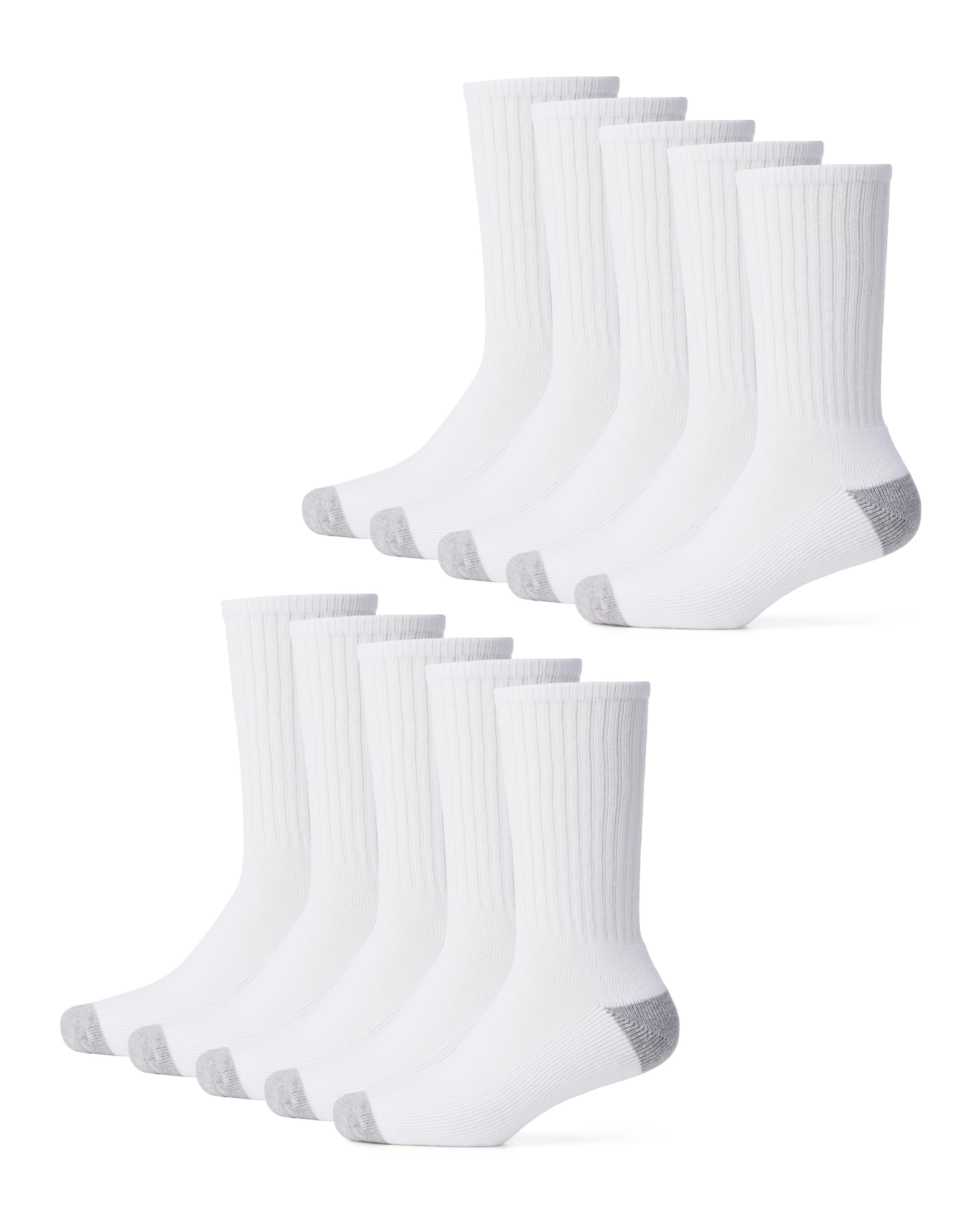 [Amazon Essentials] 10枚組 クルーソックス 靴下 クッション付きソール トレーニングウェア ランニング スポーツ コットン メンズ