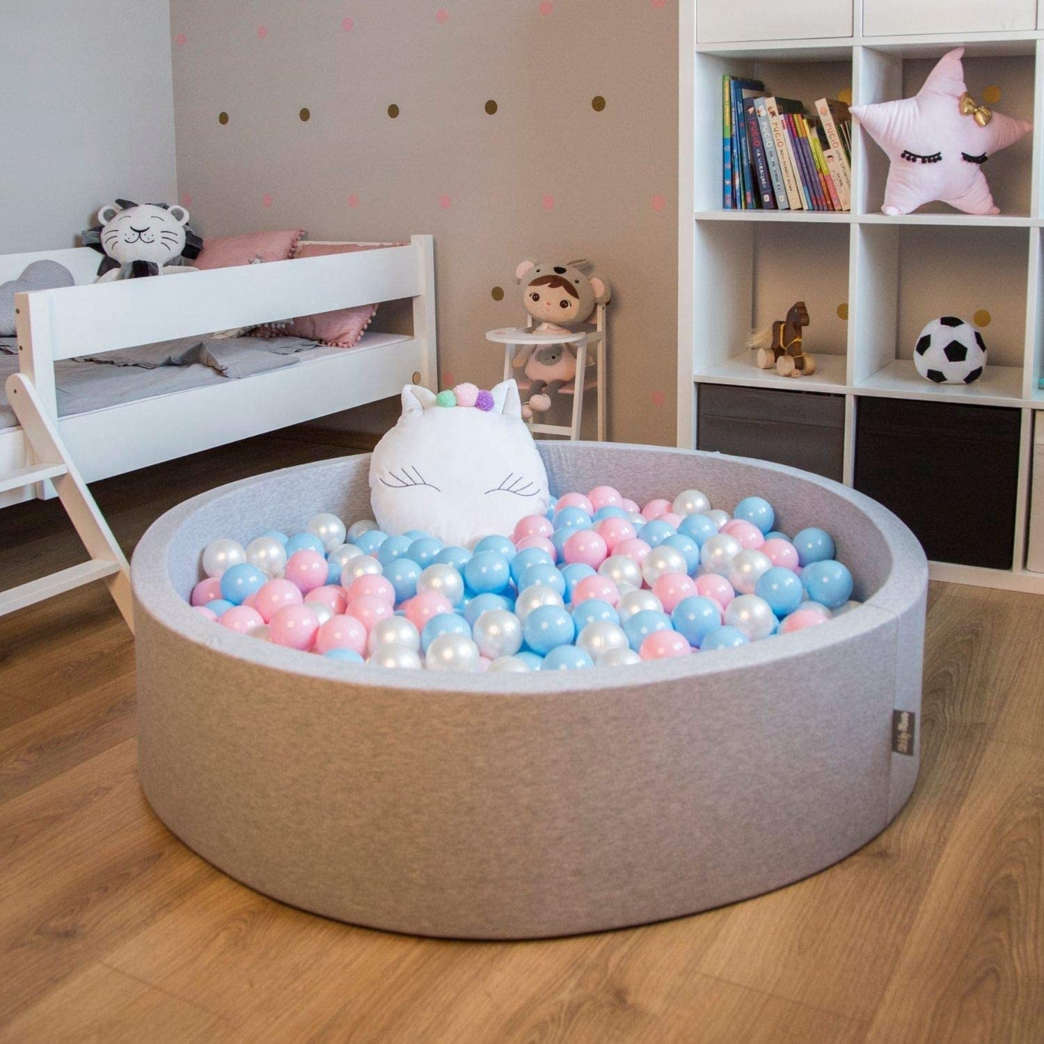 KiddyMoon Piscina di Palline 120X30cm/SENZA Palline Colorate Grande Tondo per Bambini, Fabbricato in EU, Blu Scuro:-