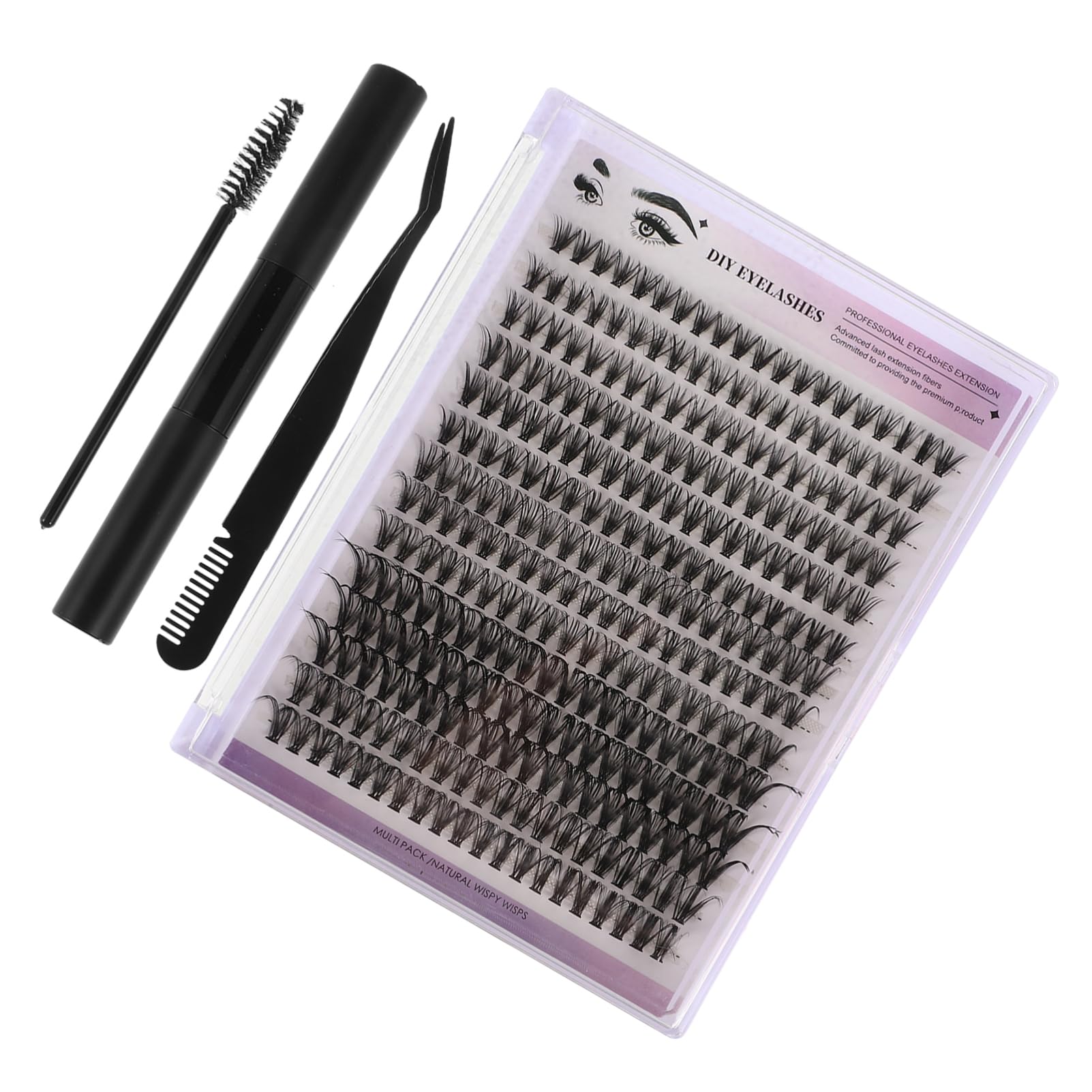 CALLARON Portable Eyelash Extension Kit Individual Lash Clusters Natural Look Diy Lashes