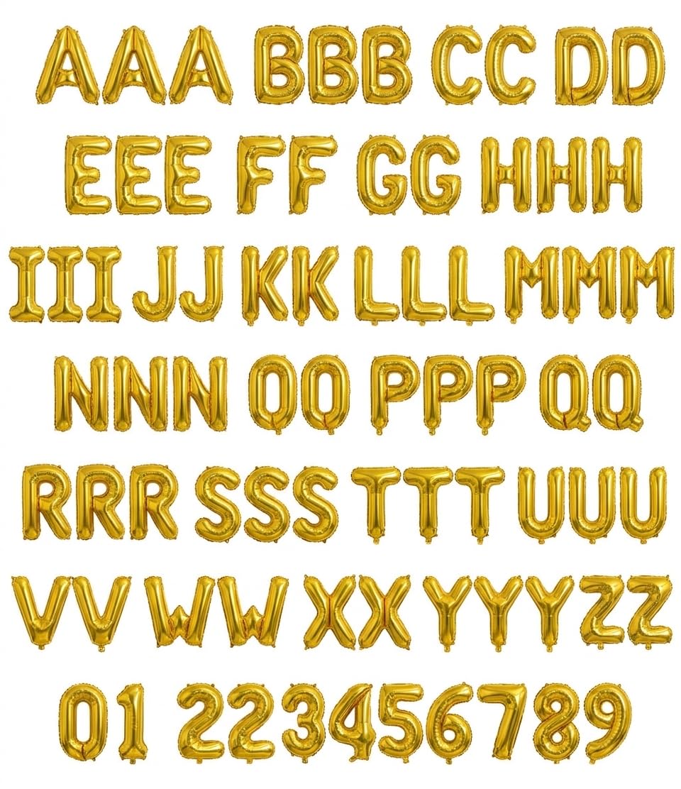 77 Pcs Letter&number Balloons, 16 Inch Alphabet Foil Balloons A-Z 0-9（gold）