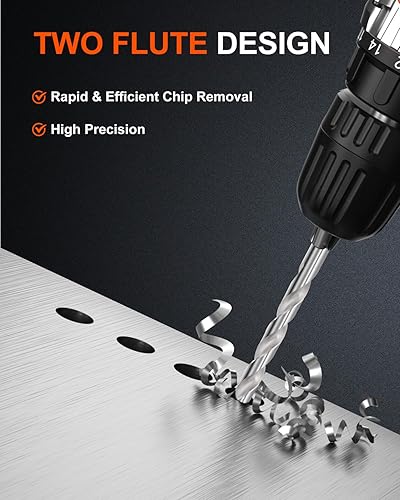 Miniatura 4 de COMOWARE Juego de brocas para metal, 19 brocas de vástago recto M2 HSS para acero inoxidable, hierro fundido, plástico y madera