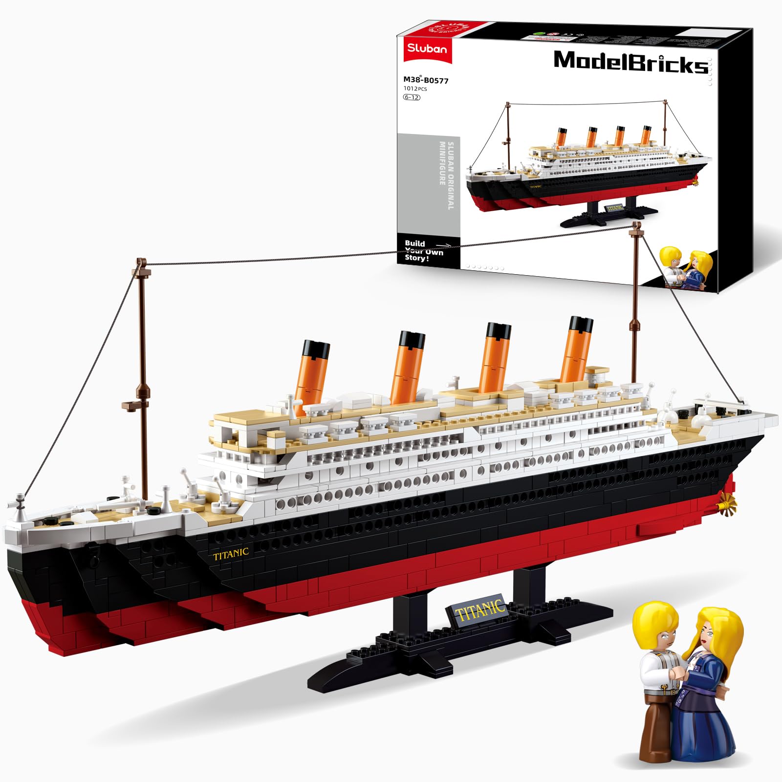 Sluban Titani Model Building Set, Ship Toys with 2 Major Minifigures, STEM Boat Set, Gift for Adults and Kids 6+, Ideal for Titanc Fans' Collection,