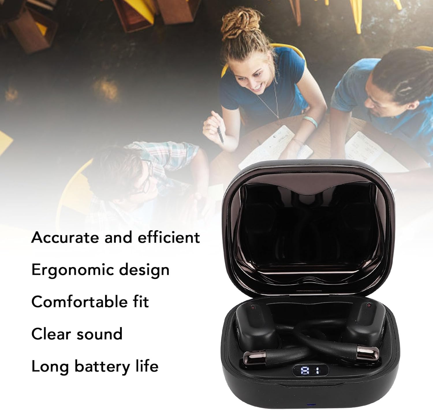 Language Translator Earbuds, Bluetooth 5.4 Noise Reduction Language Translator Supports 133 Languages Real Time Translation, with APP, Perpetual Use