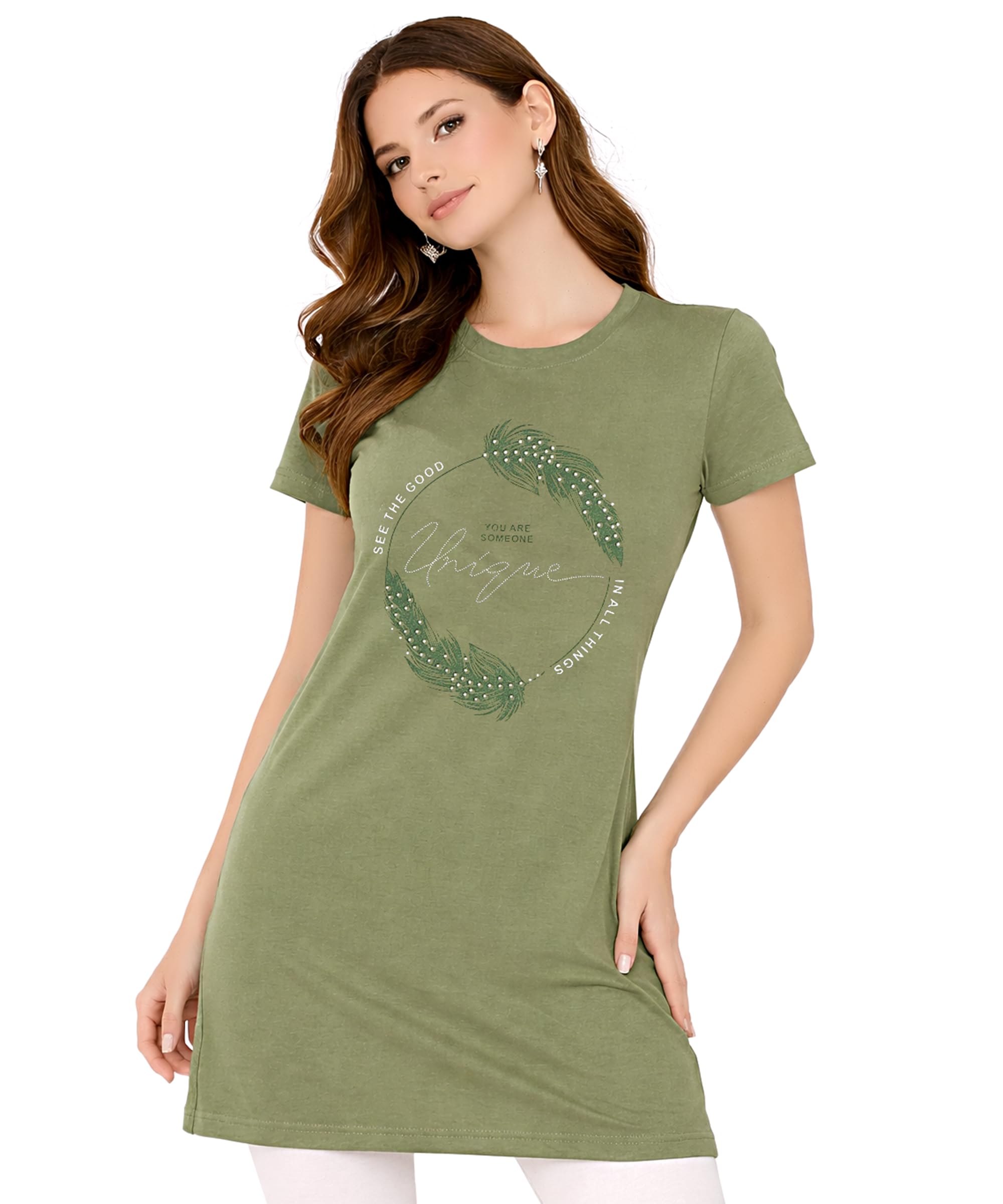 Women Long T Shirt Cotton – Summer Casual Graphic Longline Tee Top, Soft Breathable Tunic T Shirt, Short Sleeve Oversized-picture-50