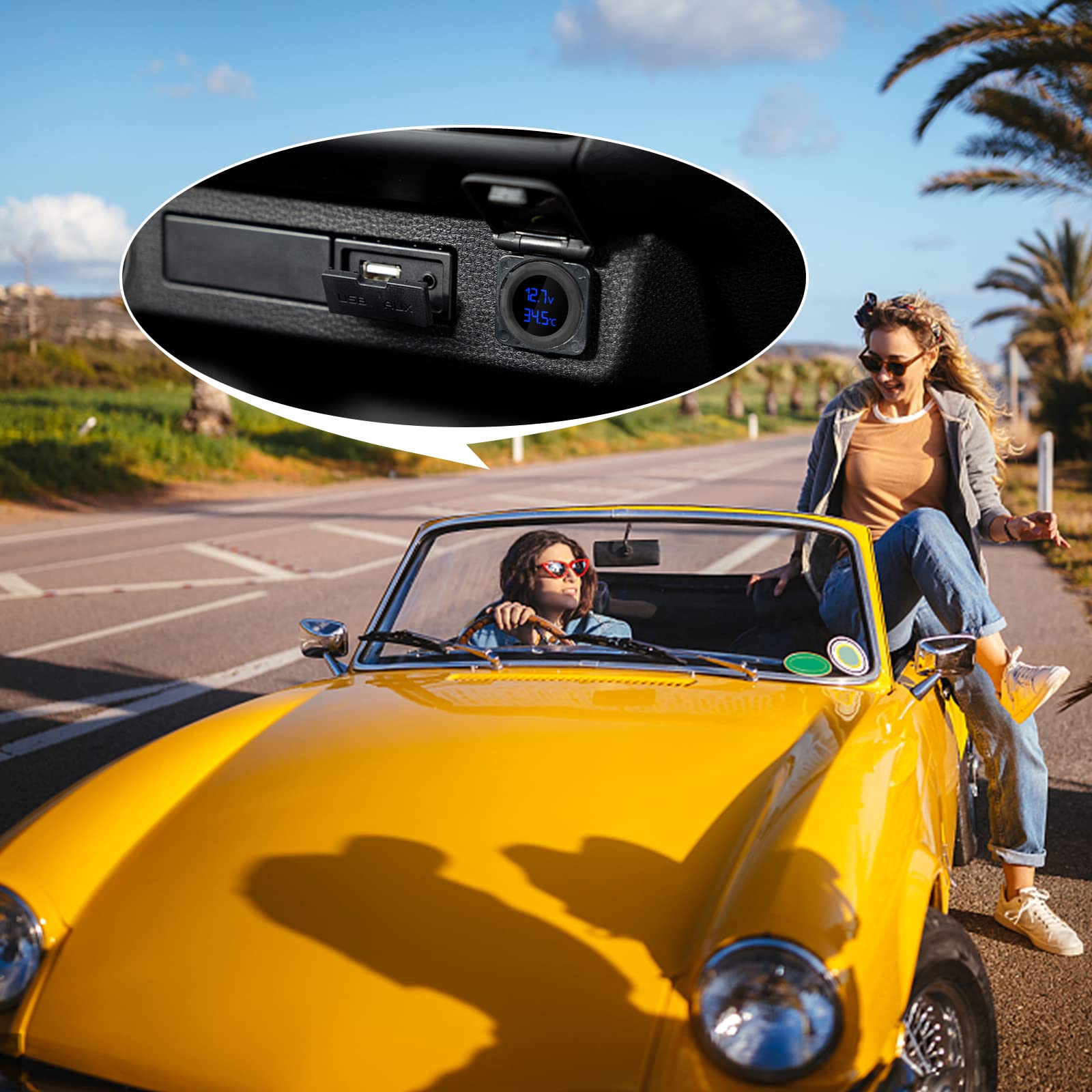 ROSEBEAR Misuratore di Temperatura Voltmetro Batteria Digitale per Auto Moto per Veicoli 12V