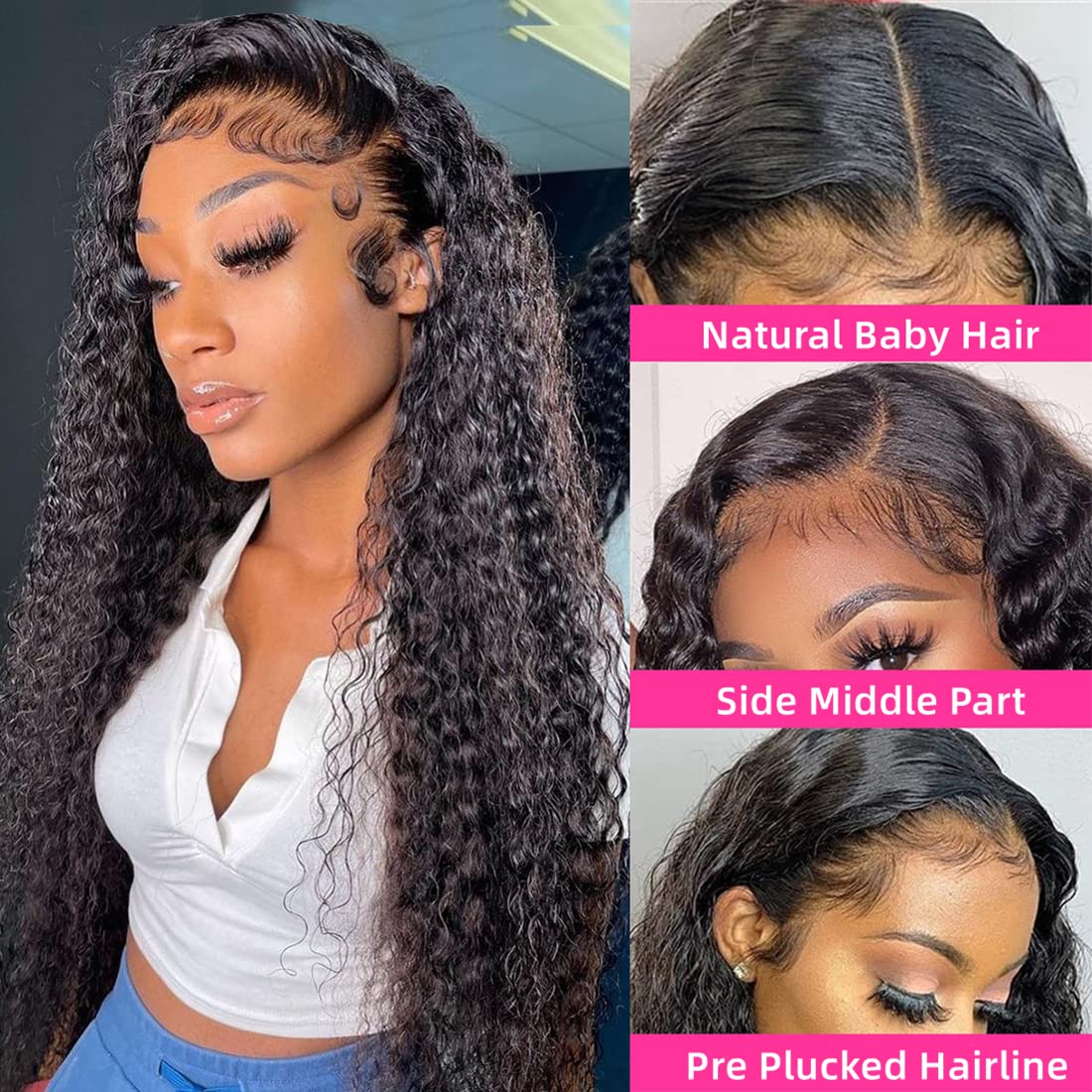 Deep Wave Human Hair Bundles with Lace Closure, 14-20+14 Inch Lengths Amazon.com : Bundles with Closure Human Hair Body Wave 12 14  main image 3