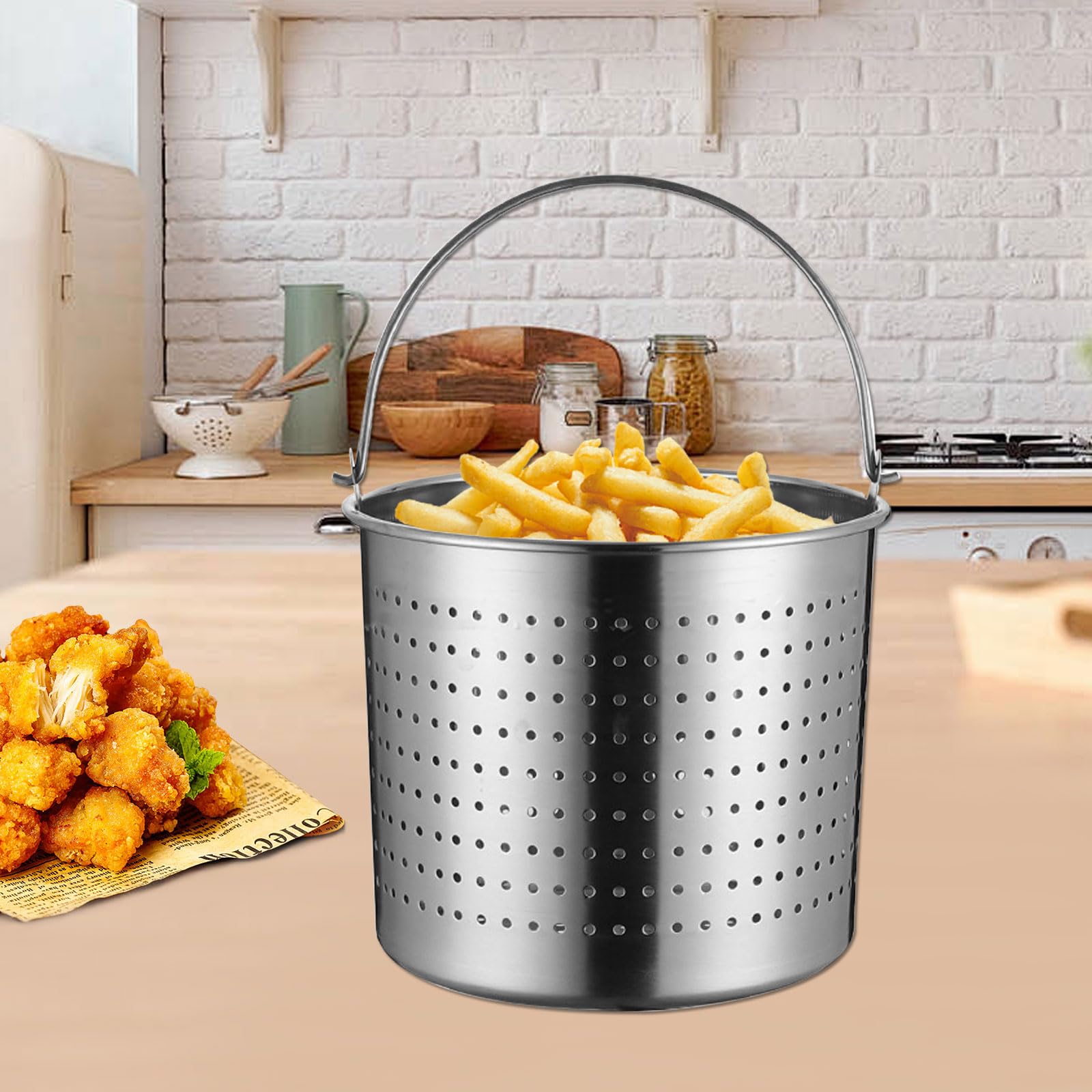 Dampfkorb Kochkorb Aus Edelstahl Mit Griffen Sieb, Vorrat Topf Siebkorb Dampfgarer Zum Kochen, Sieben, Spülen,30cm
