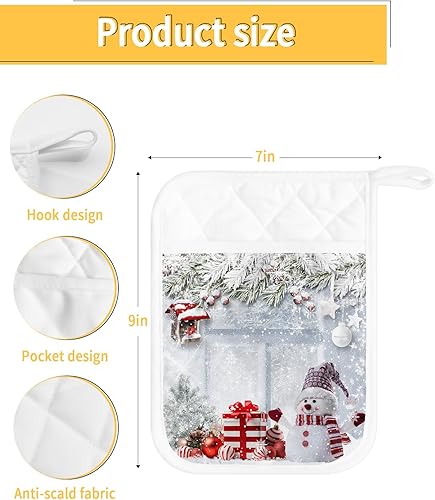 Miniatura 10 de Juego de 3 agarraderas de tela de rizo antideslizantes y aislantes de calor con bolsillo, guantes gruesos para horno, posavasos para hornear,